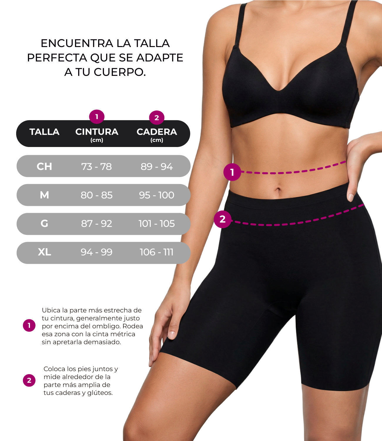Tabla de tallas biker de control 7 pulgadas BODYcontrol