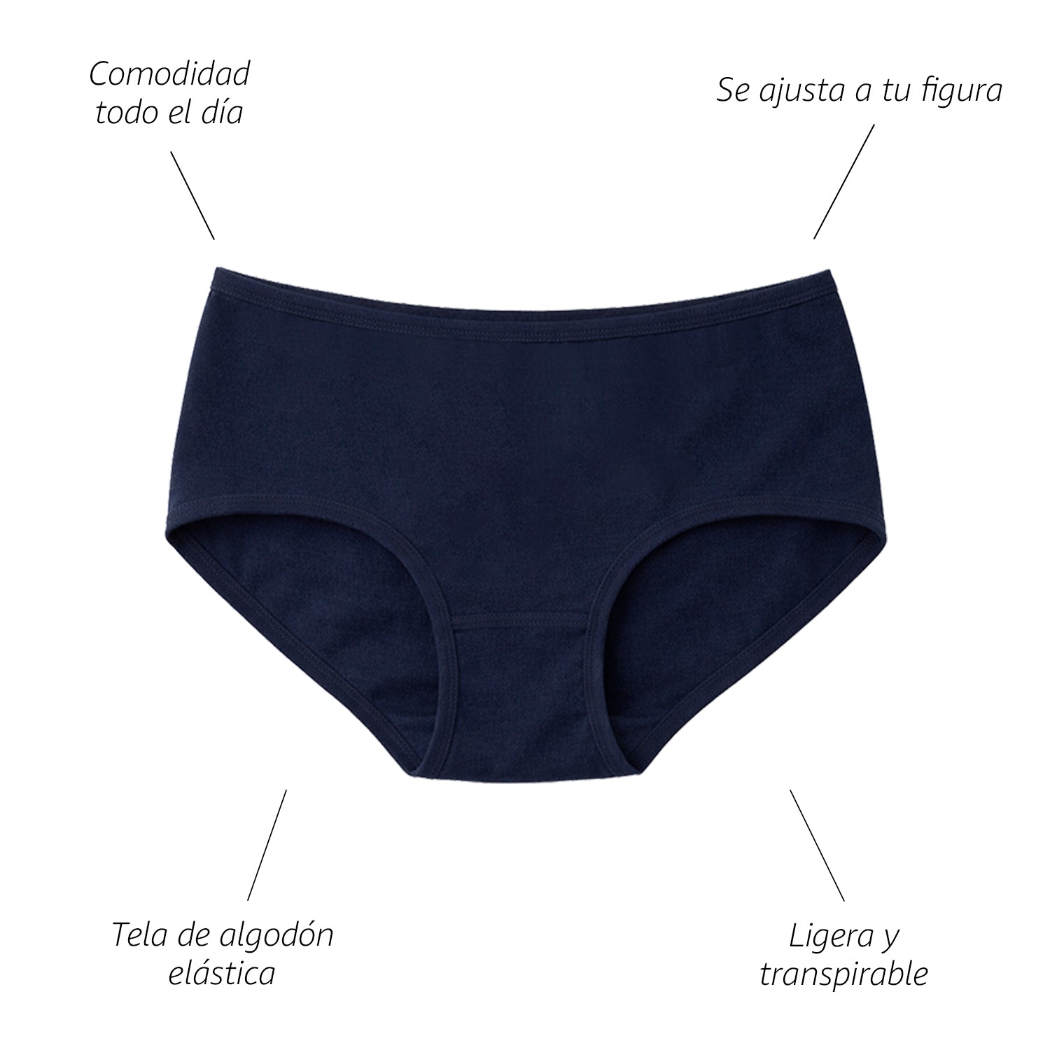 Set Hipster Mujer BODYcontrol Algodón 2912 - Multicolor Blanco Marino Azul