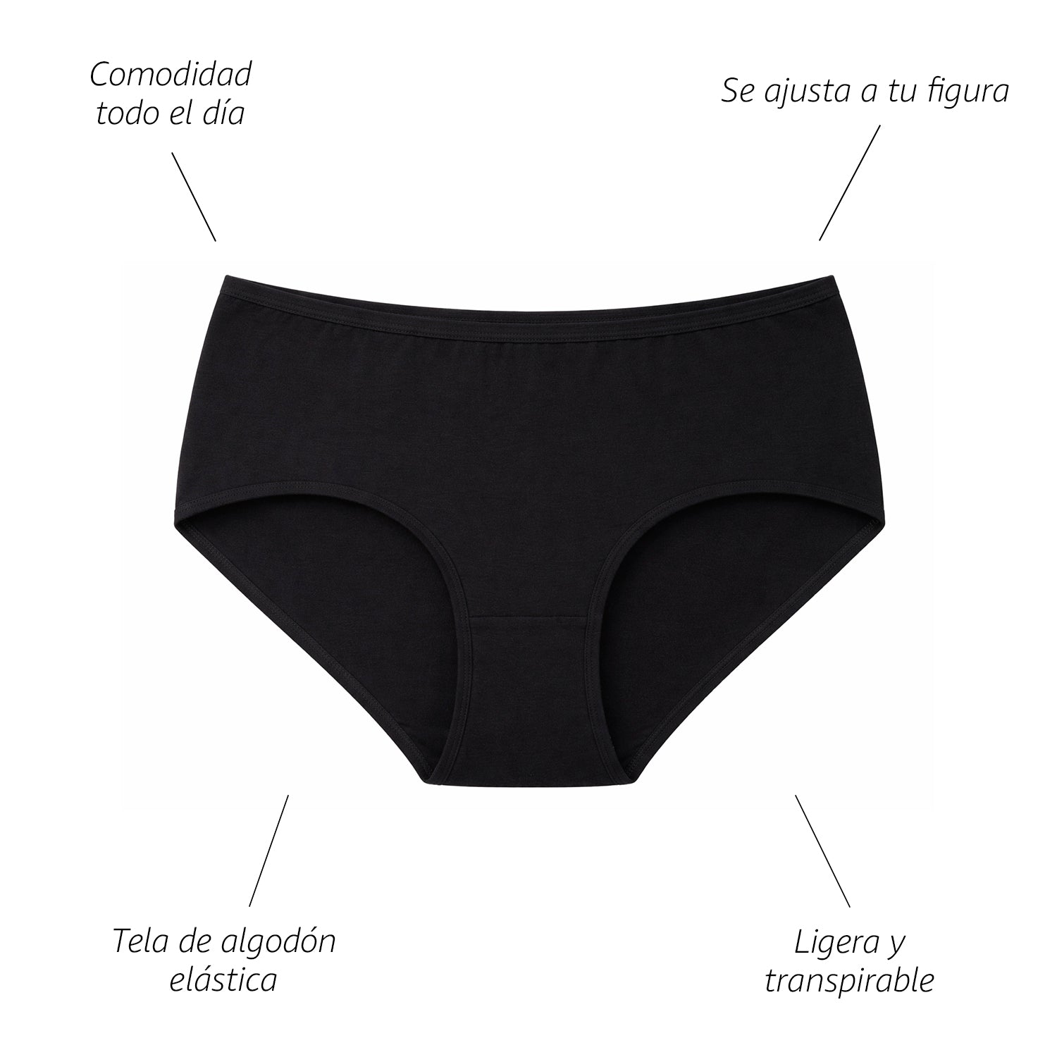 Set Hipster Mujer BODYcontrol Algodón 2912 - Multicolor Negro Avellana Rosa