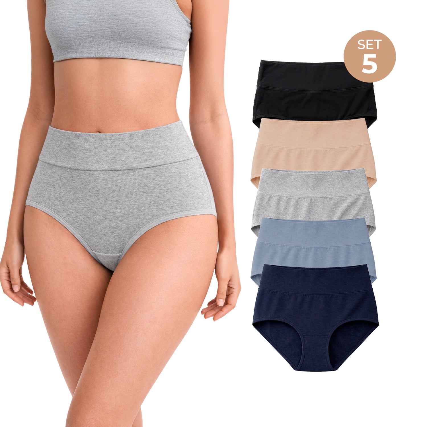 Set Hipster Cintura Alta BODYcontrol 2913 - Nude Gris Marino Azul Negro