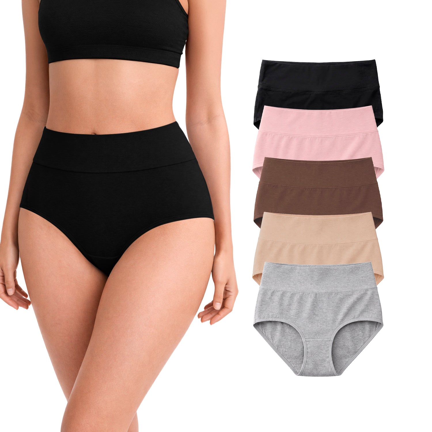 Set Hipster Cintura Alta BODYcontrol 2913 - Nude Gris Rosa Avellana Negro