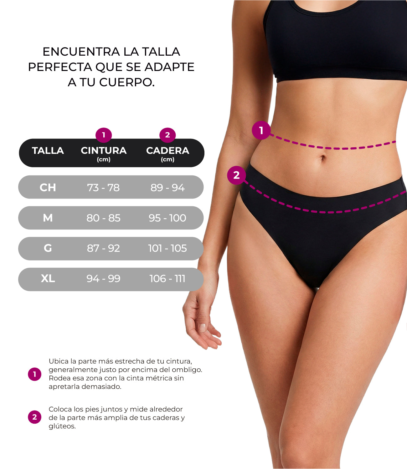 Tabla de tallas bikini microfibra BODYcontrol