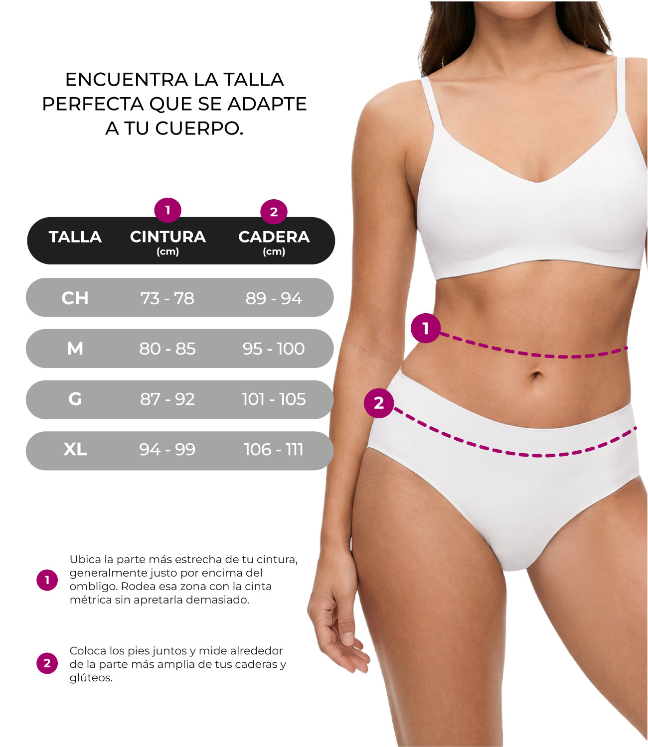 Tabla de tallas panty microfibra BODYcontrol