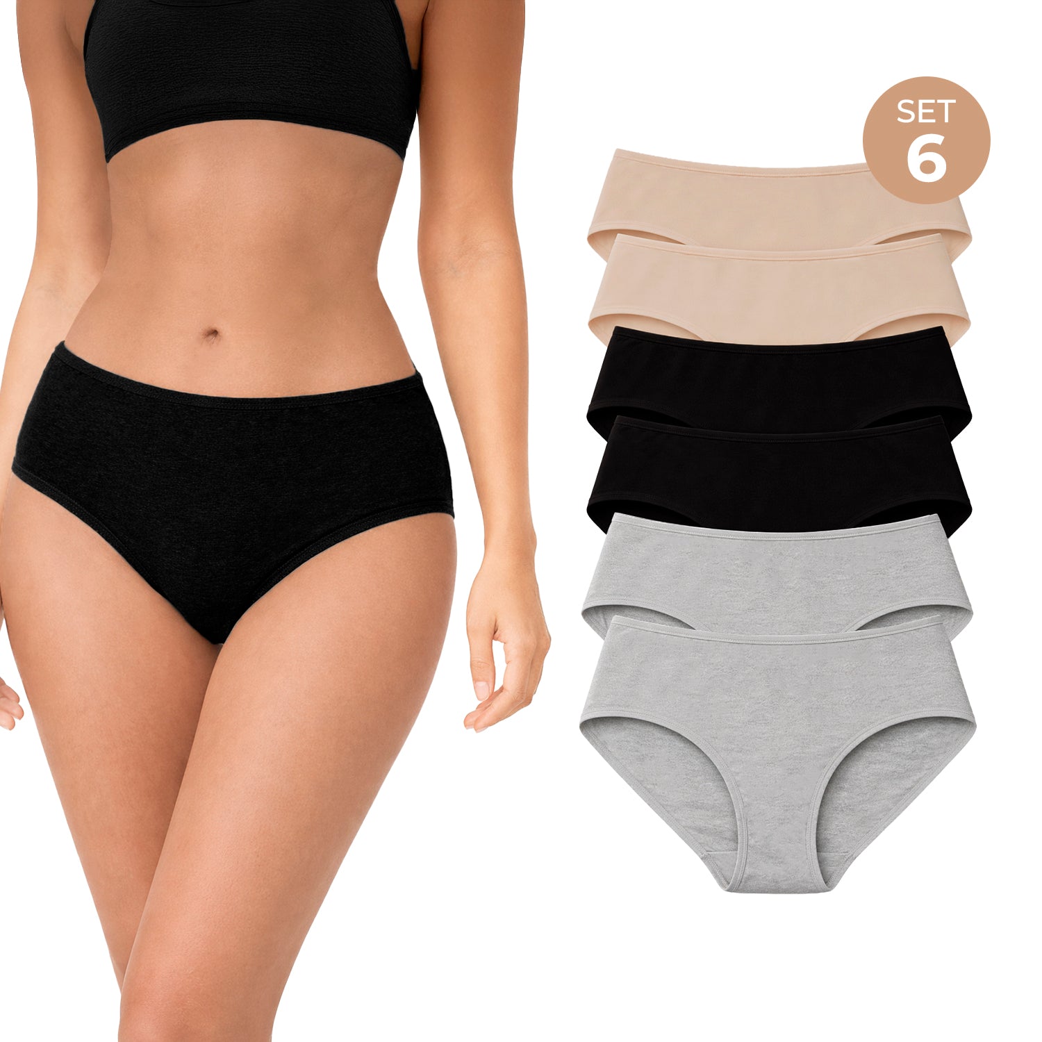 Set Panties 2985 - Gris Negro Nude pack 6