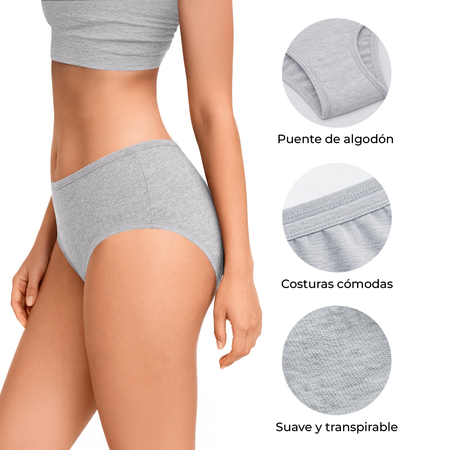 Set Panties 2985 - Gris Negro Nude pack 6
