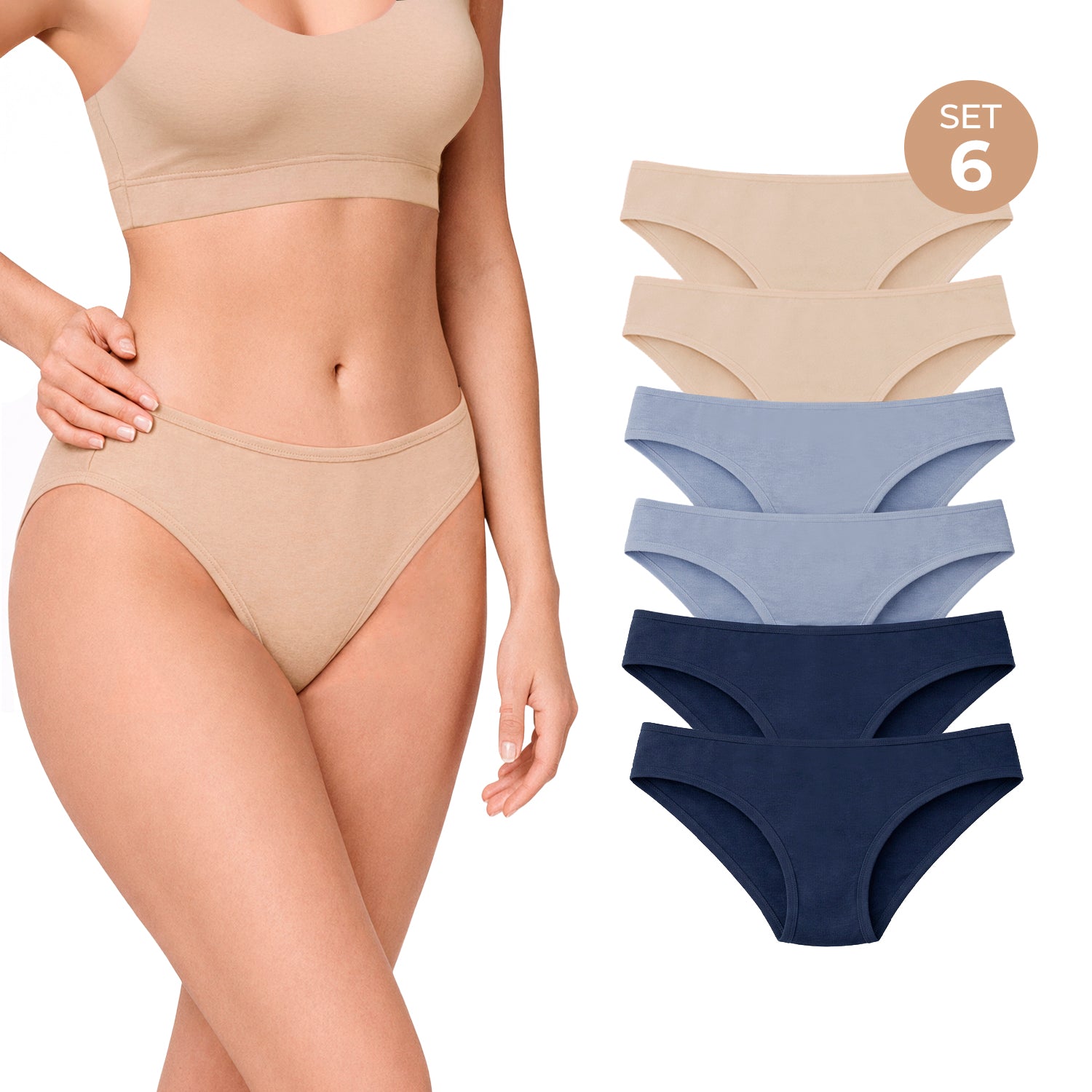 Bikini algodón mujer BODYcontrol pack 6, multicolor 2