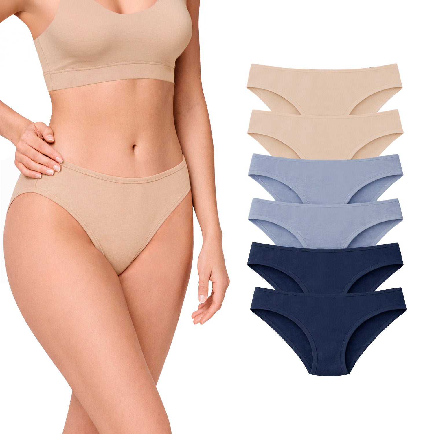 Bikini algodón mujer BODYcontrol pack 6, multicolor 2, vista 2