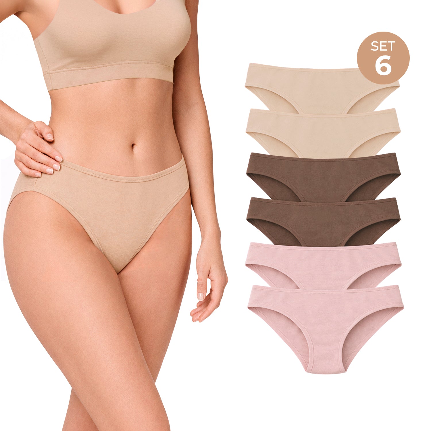 Bikini algodón mujer BODYcontrol pack 6, multicolor 3