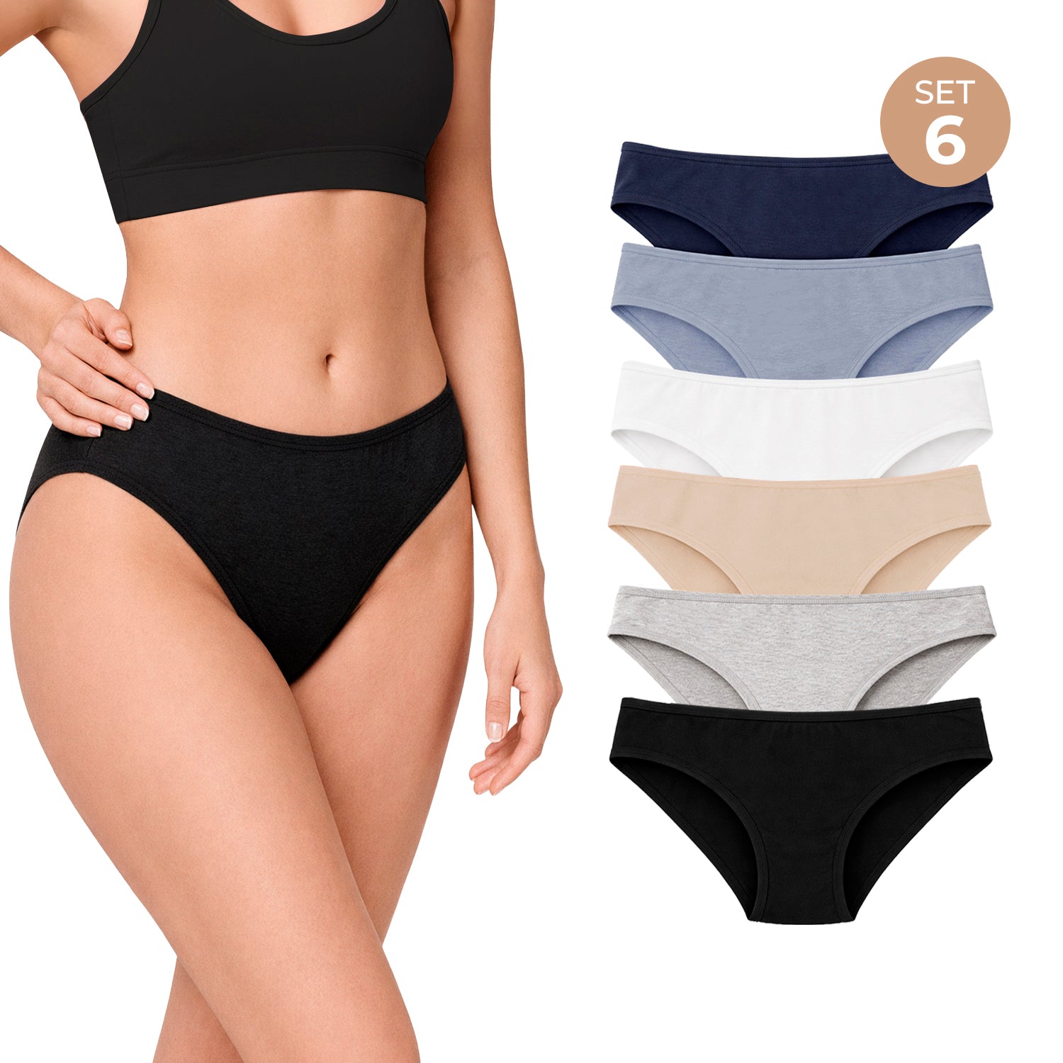 Bikini algodón mujer BODYcontrol pack 6, multicolor 4