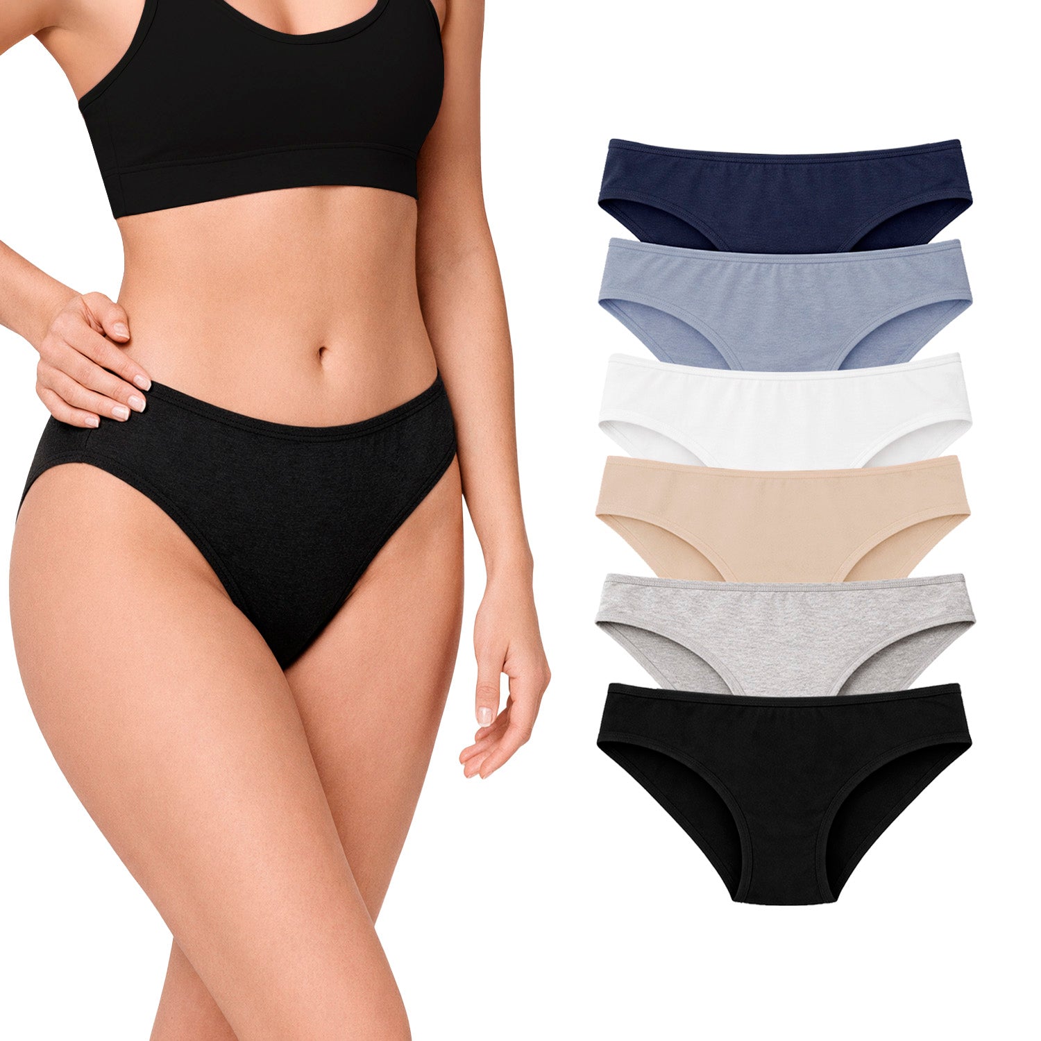 Bikini algodón mujer BODYcontrol pack 6, multicolor 4, vista 2