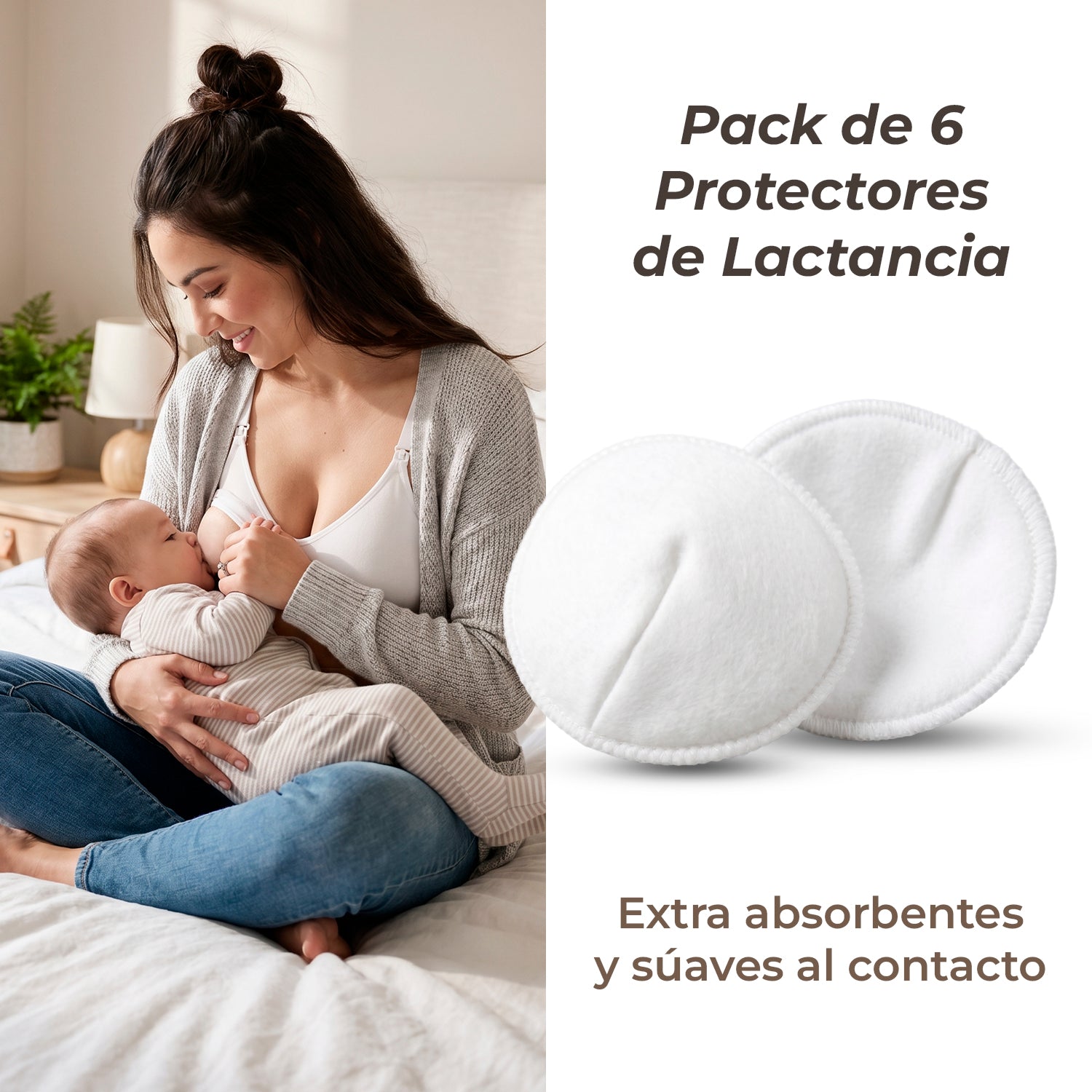 Protectores de lactancia reutilizables 9months, blanco, vista 3