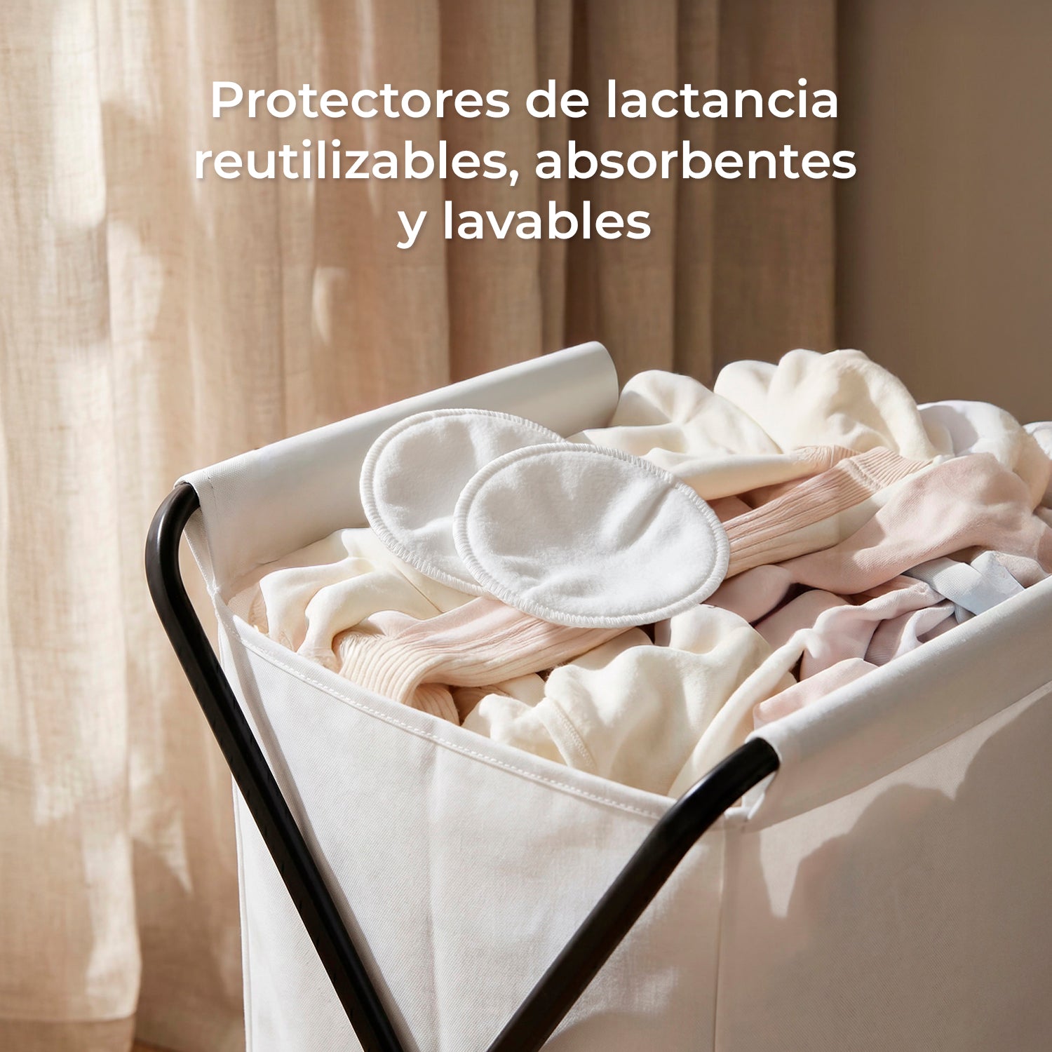Protectores de lactancia reutilizables 9months, blanco, vista 4