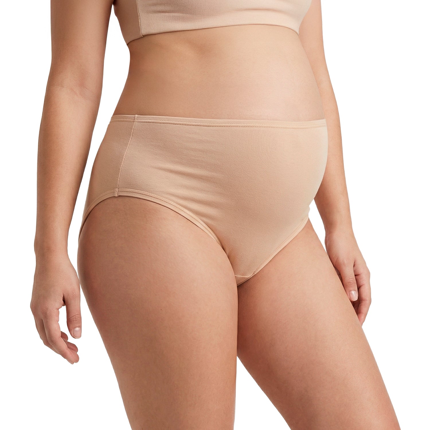 Panty alta de maternidad 9months algodón pack 3, set nude café y rosa, vista 3