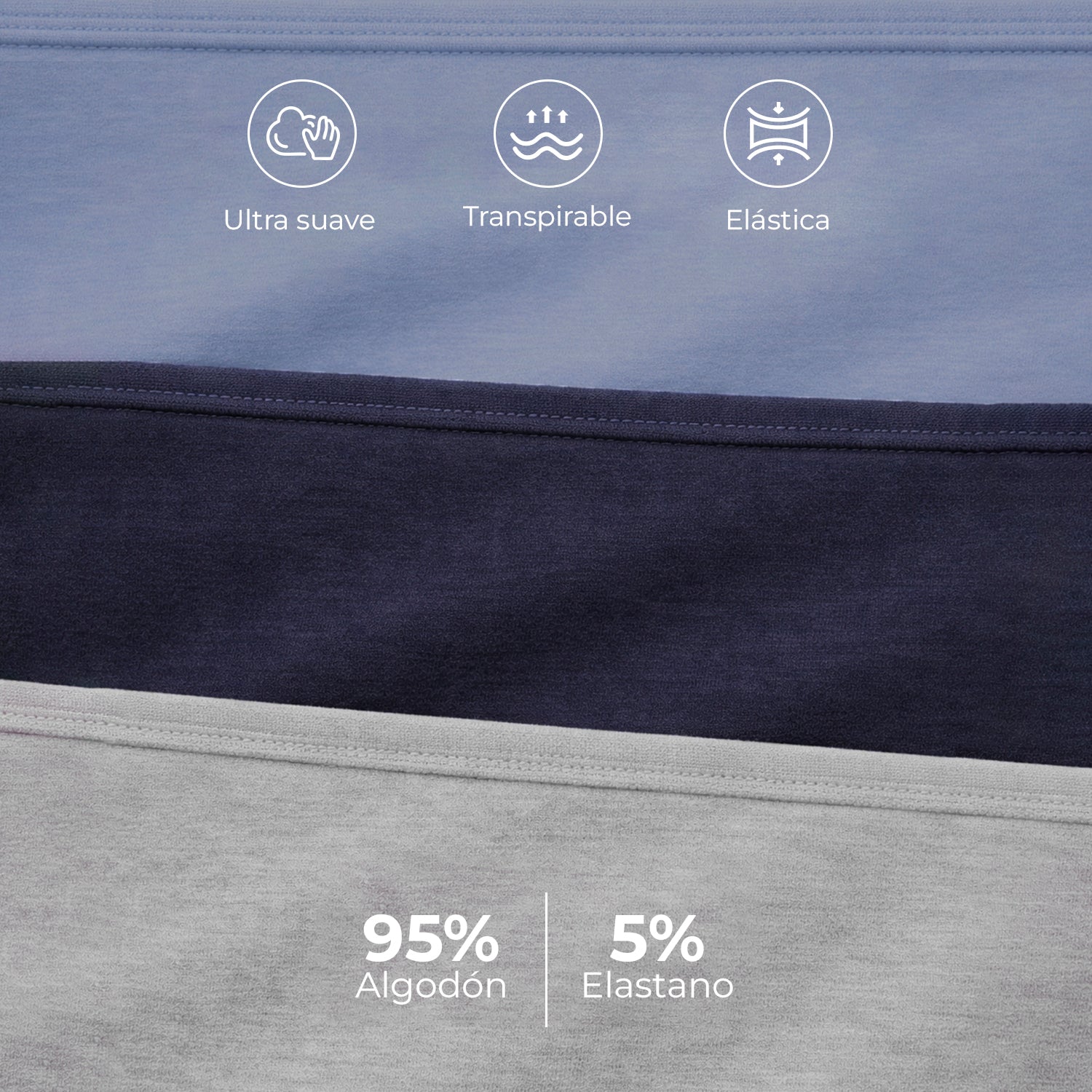Panty alta de maternidad 9months algodón pack 3, set azul marino y gris, vista 6