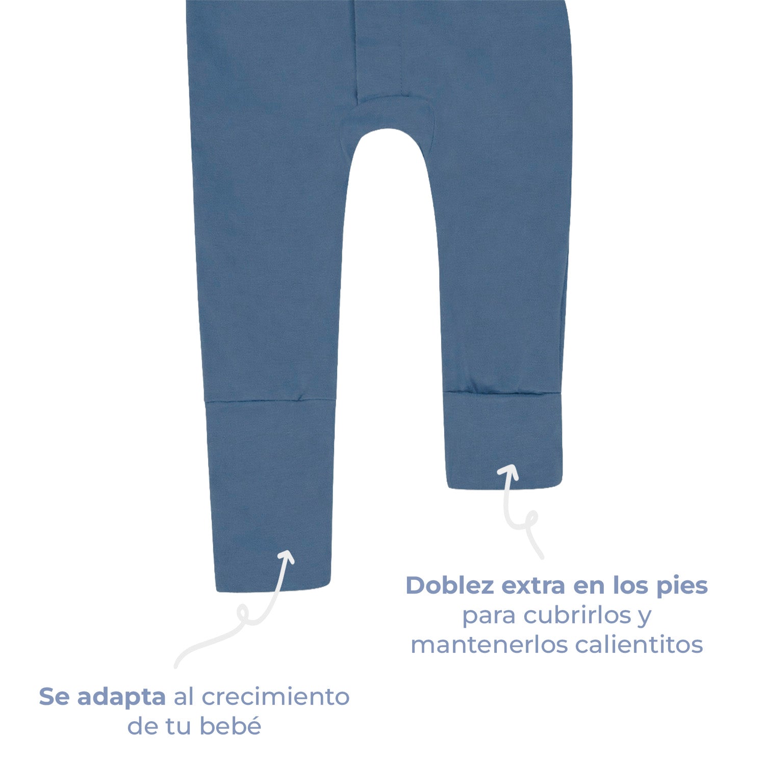 Mameluco de bebé manga larga sin pies con cierre magnético, color coppen blue, vista 5