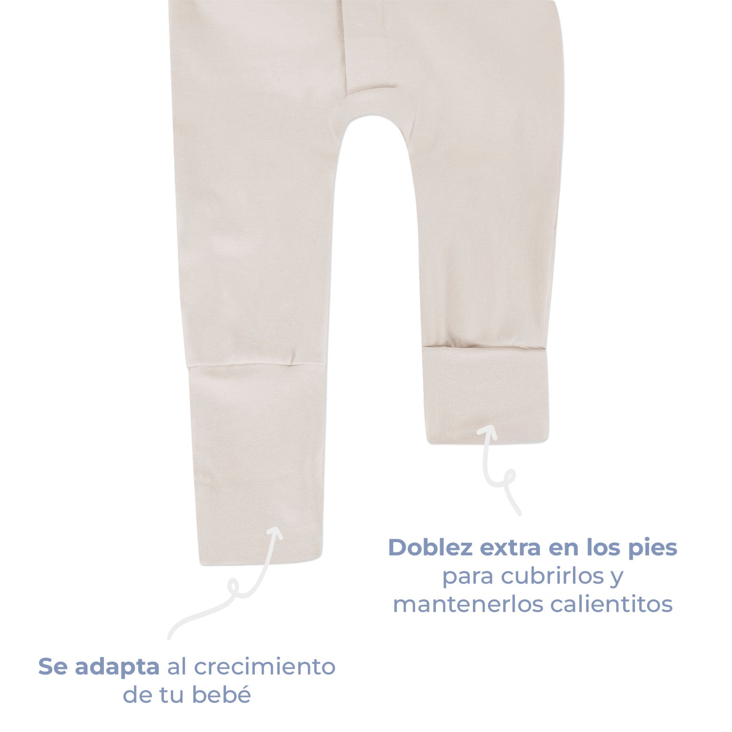 Mameluco de bebé manga larga sin pies con cierre magnético, color marfil, vista 5