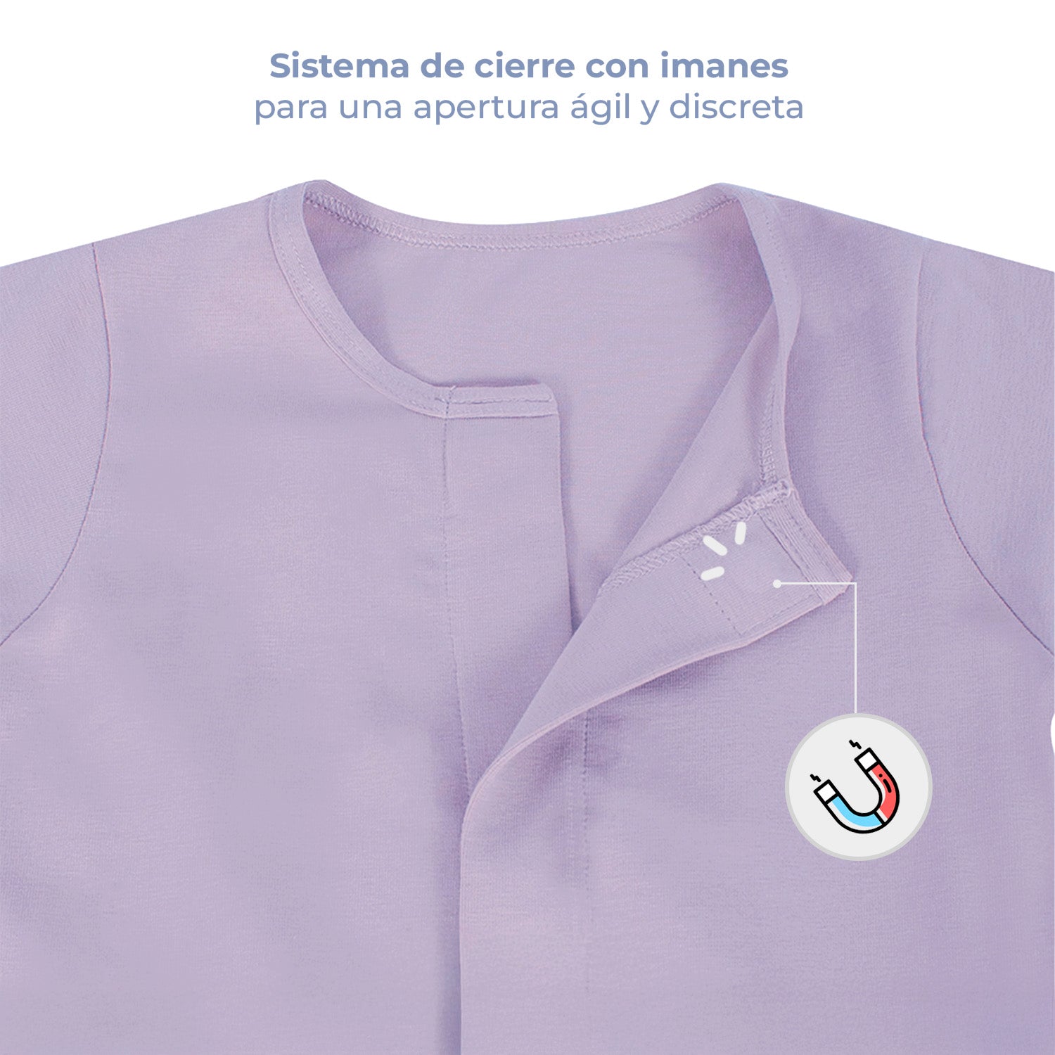 Mameluco de bebé manga larga sin pies con cierre magnético, color orchid petal, vista 4
