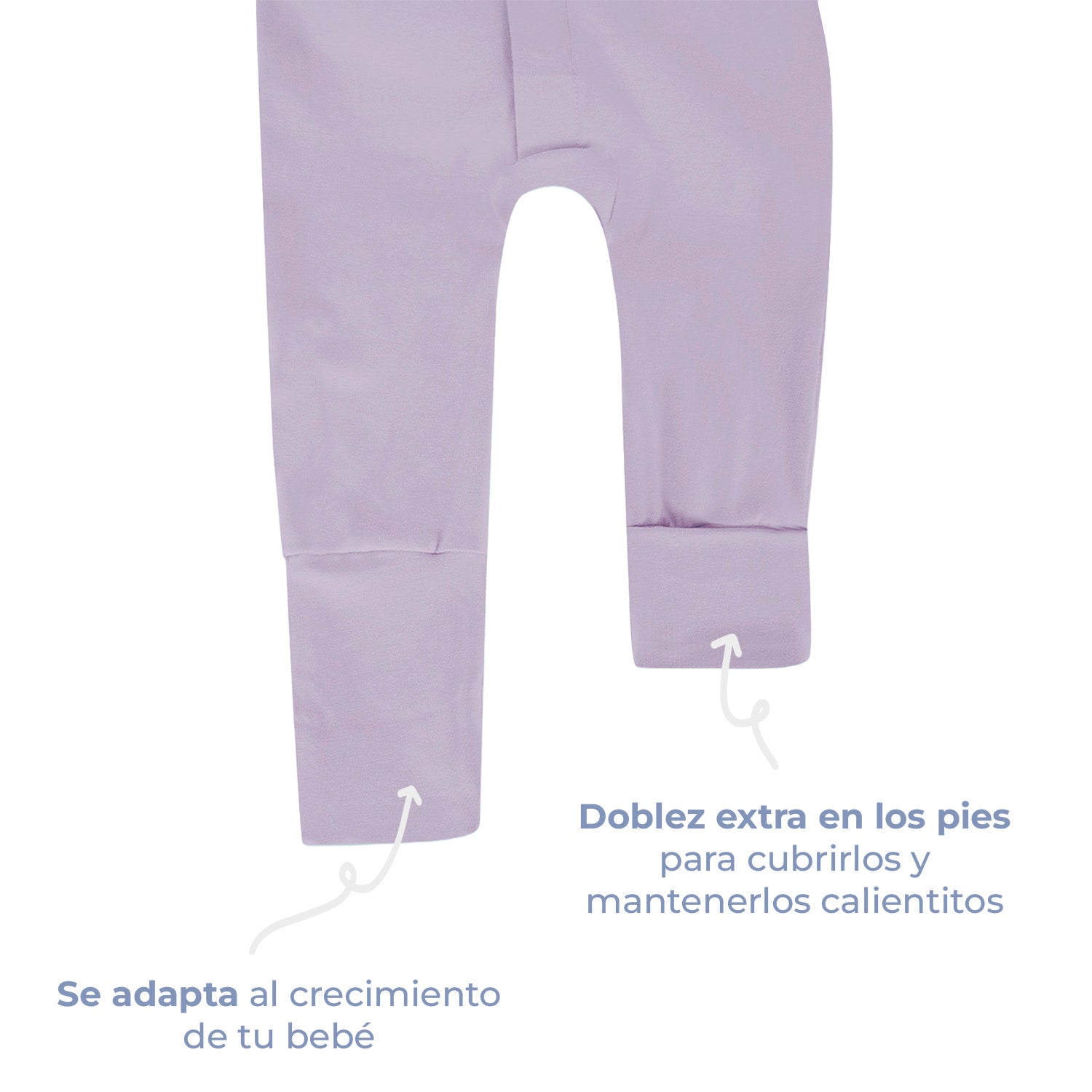 Mameluco de bebé manga larga sin pies con cierre magnético, color orchid petal, vista 5