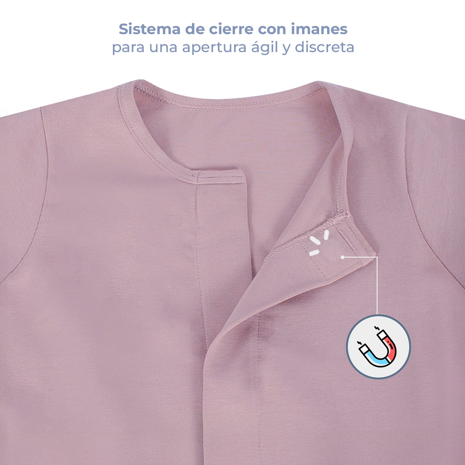 Mameluco de bebé manga larga sin pies con cierre magnético, color rosa, vista 4