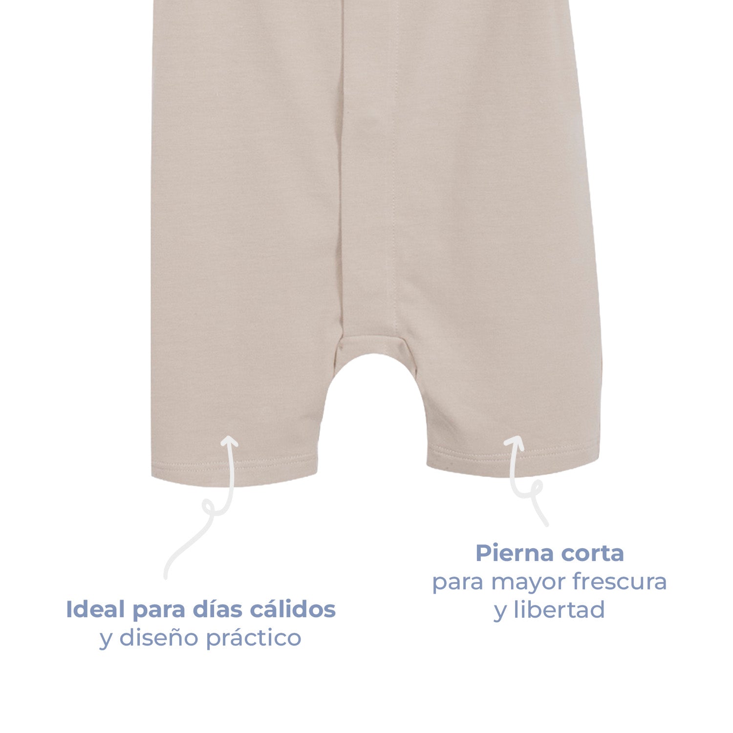 Pañalero de bebé manga corta con cierre magnético, color arena, vista 5