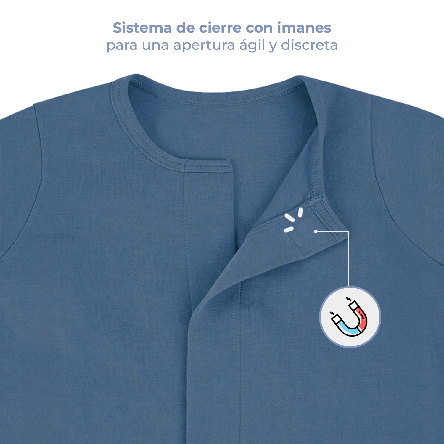Pañalero de bebé manga corta con cierre magnético, color coppen blue, vista 4