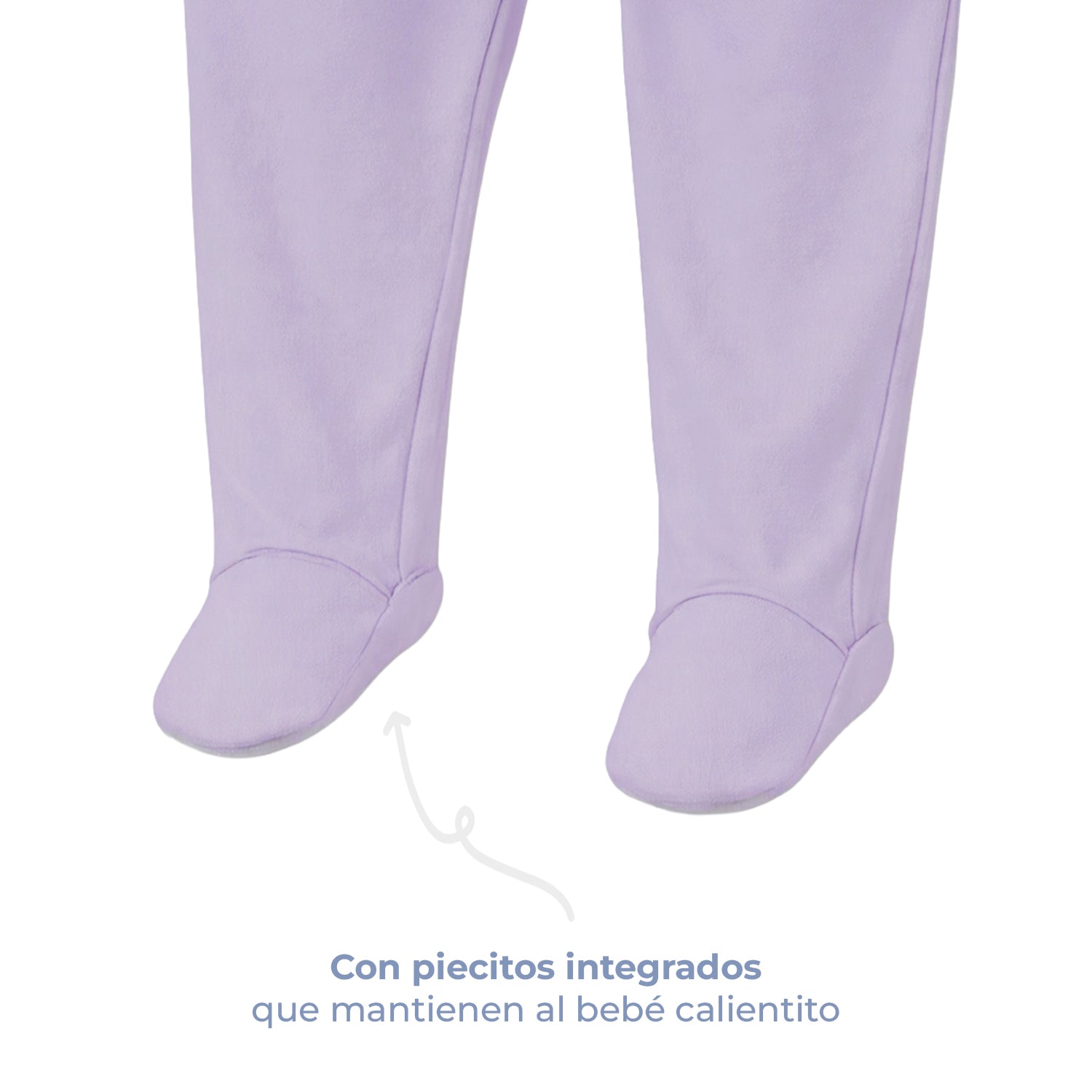 Mameluco de bebé con pies manga larga con cierre magnético, color orchid petal, vista 5