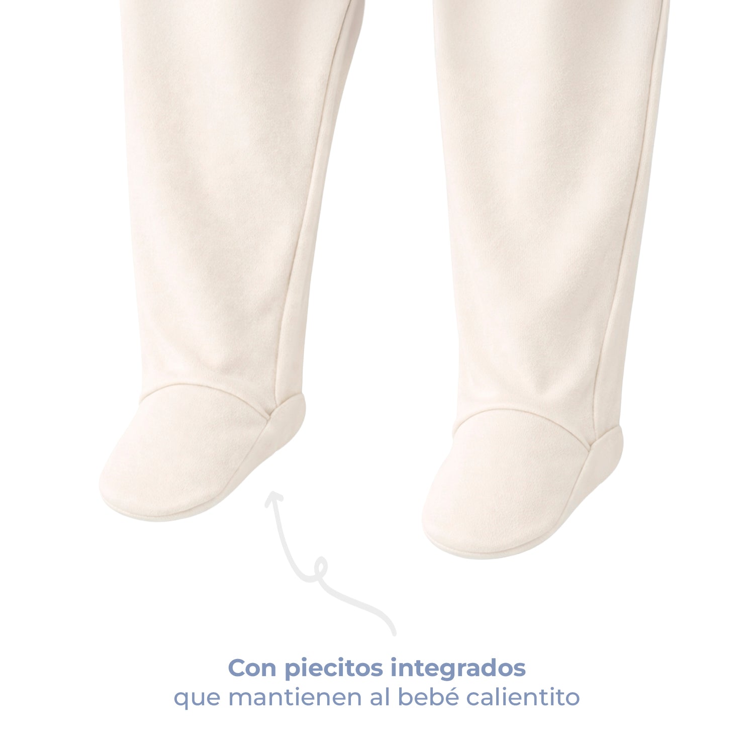 Mameluco de bebé con pies manga larga con cierre magnético, color marfil, vista 5