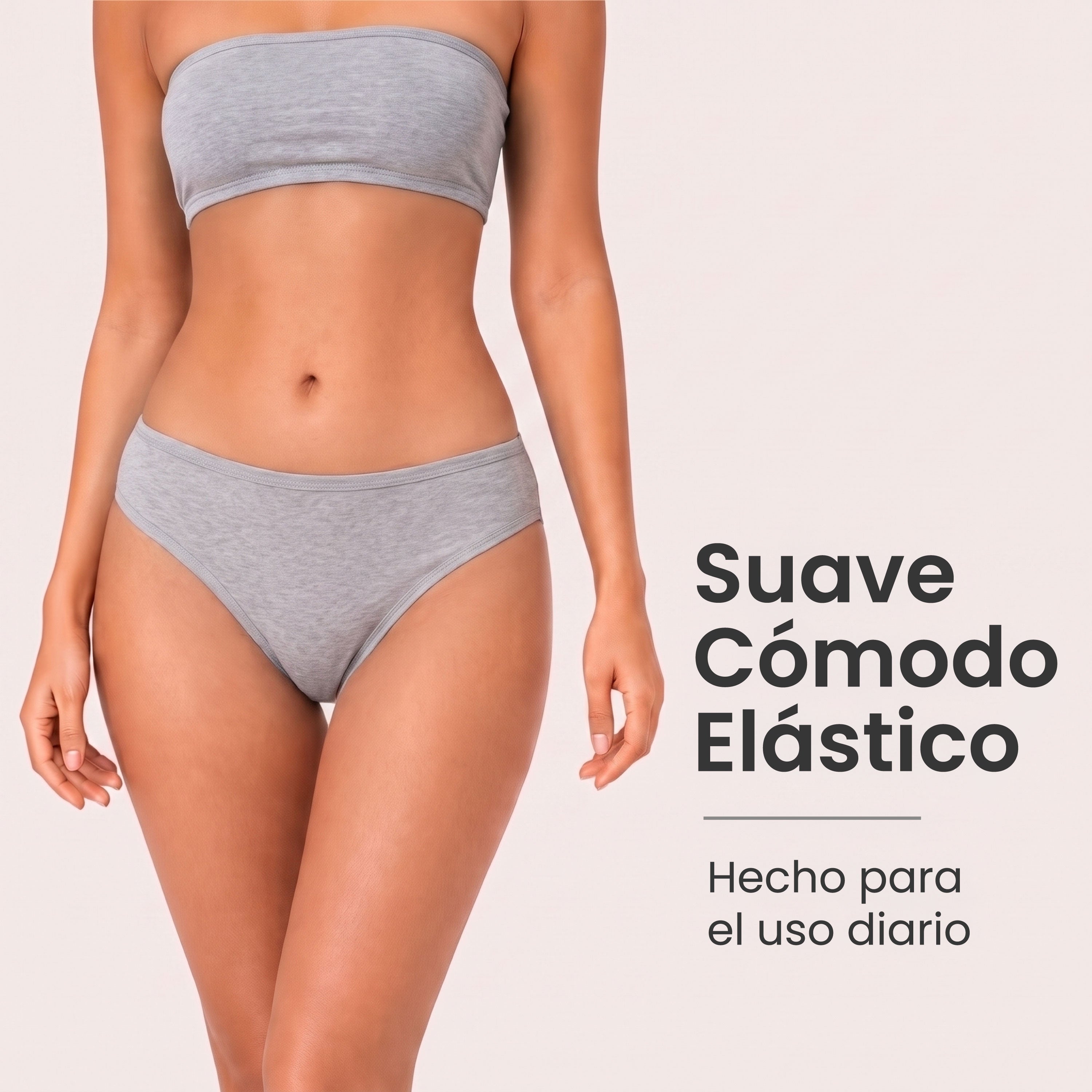 Bikinis mujer BODYcontrol algodón pack 6, gris negro nude, vista 2
