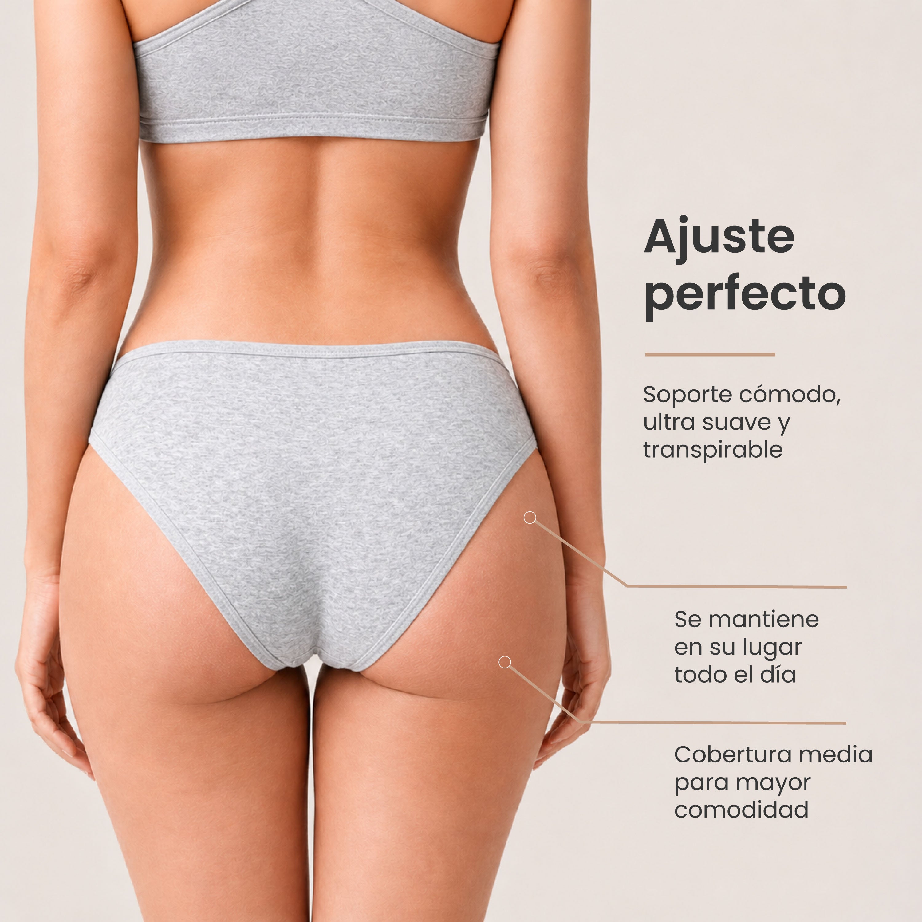 Bikinis mujer BODYcontrol algodón pack 6, gris negro nude, vista 4