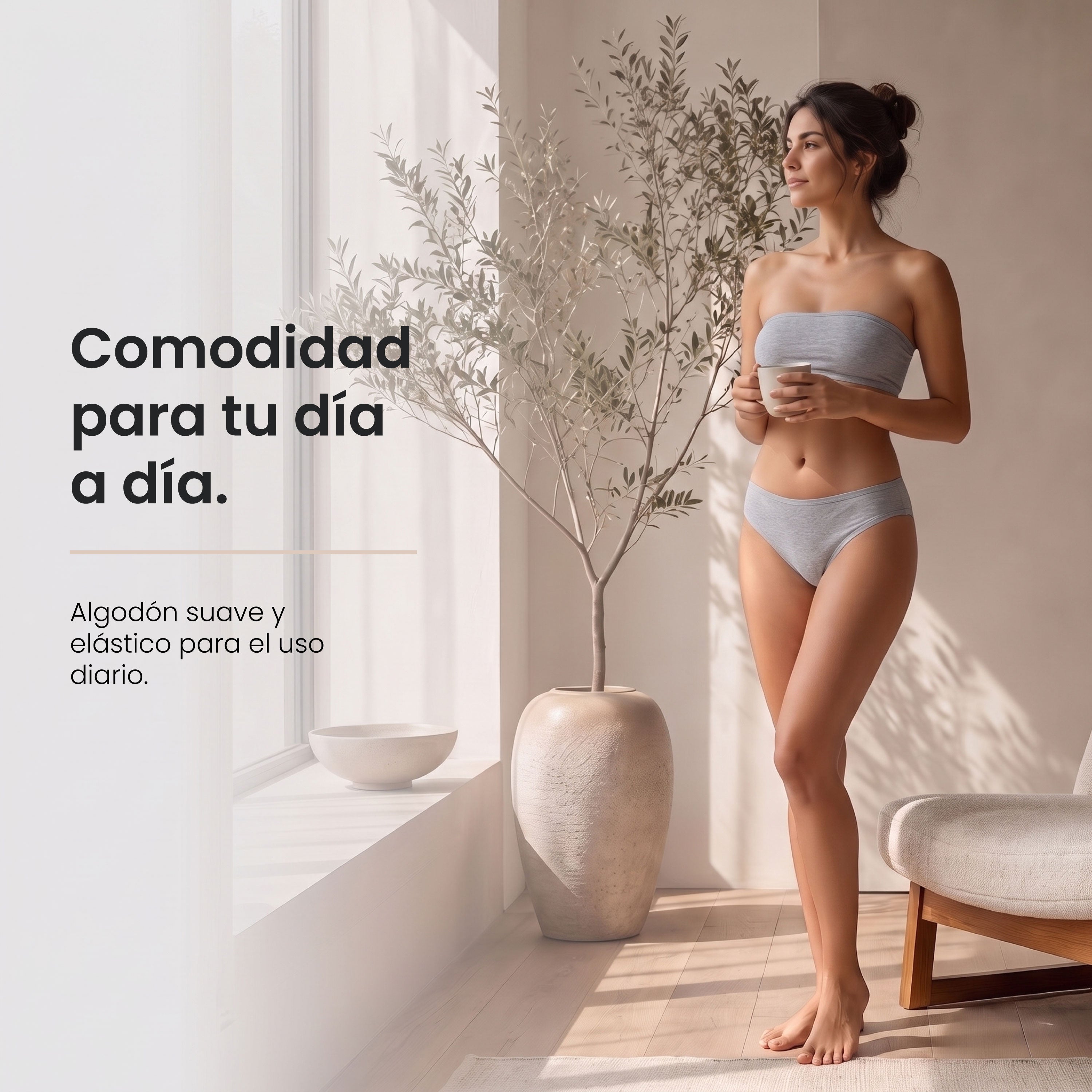 Bikinis mujer BODYcontrol algodón pack 6, gris negro nude, vista 6