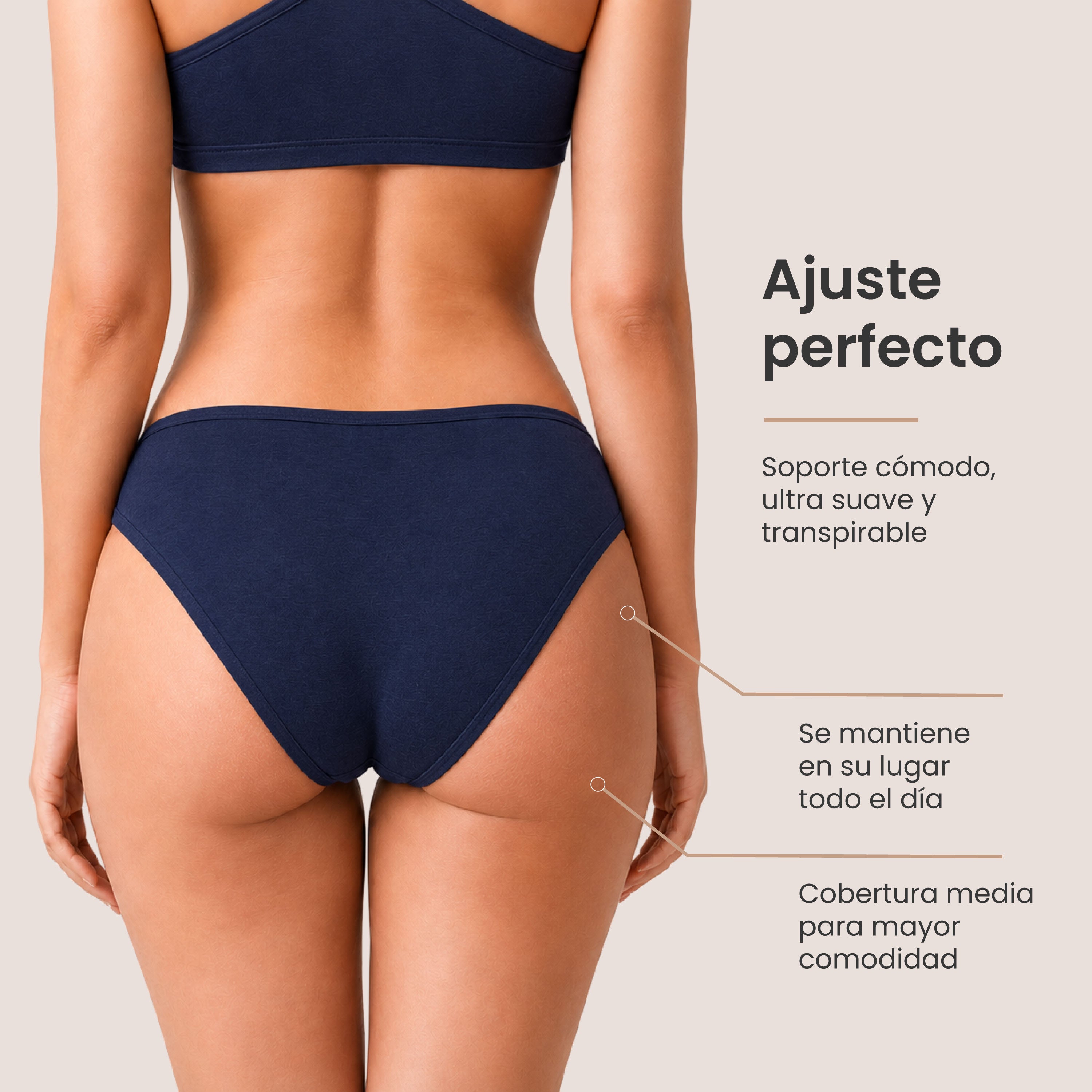 Bikinis mujer BODYcontrol algodón pack 6, marino azul nude, vista 4