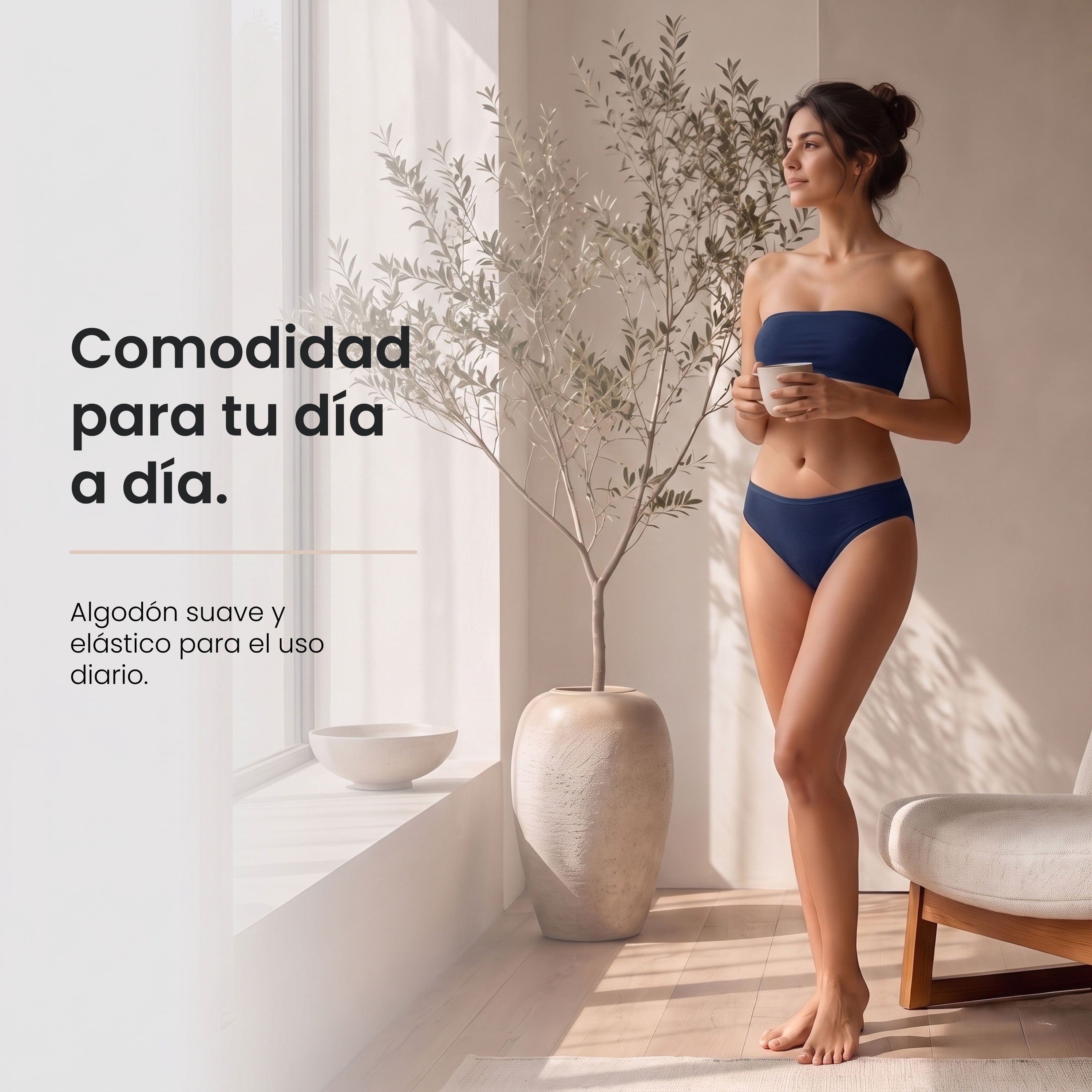 Bikinis mujer BODYcontrol algodón pack 6, marino azul nude, vista 6
