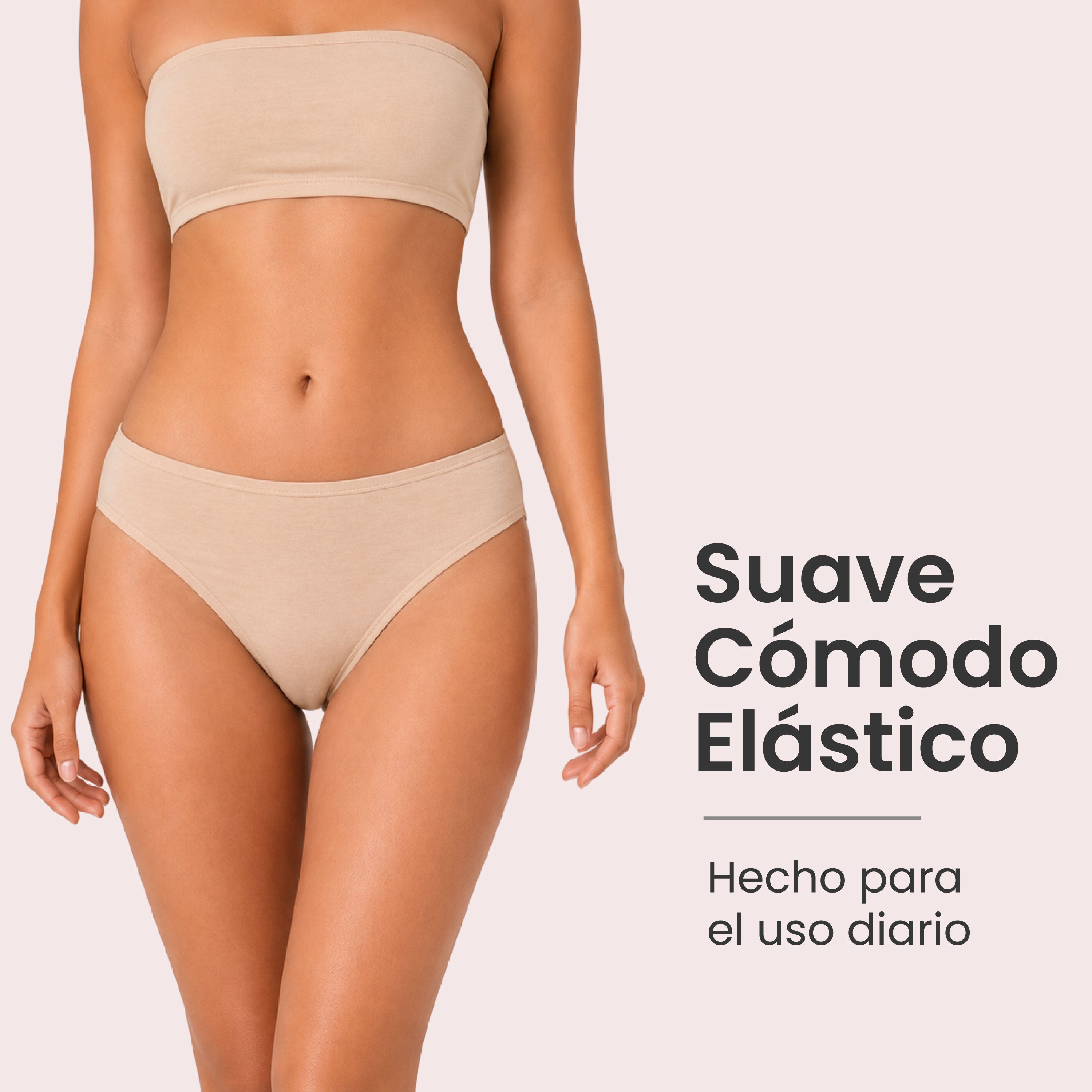 Bikinis mujer BODYcontrol algodón pack 6, avellana rosa nude, vista 2