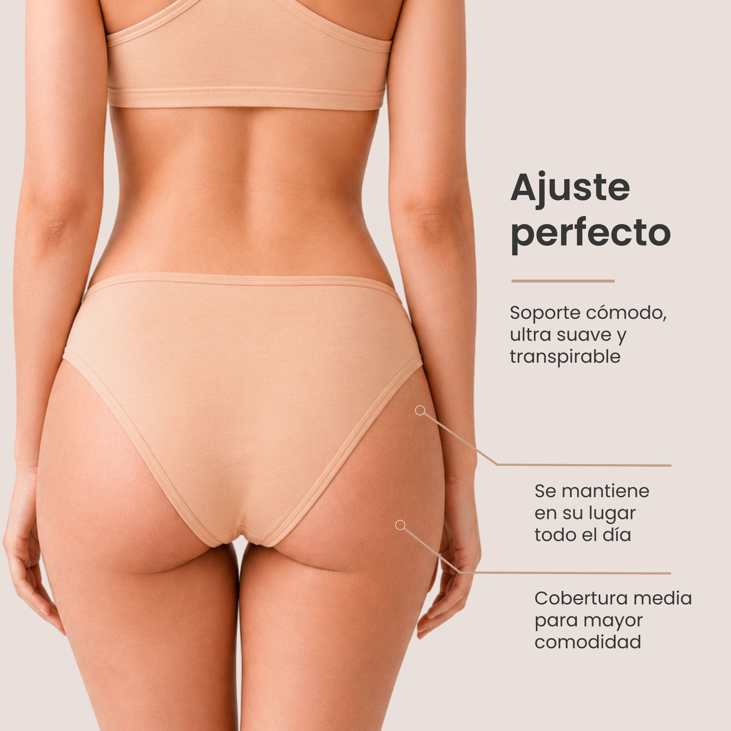 Bikinis mujer BODYcontrol algodón pack 6, avellana rosa nude, vista 4