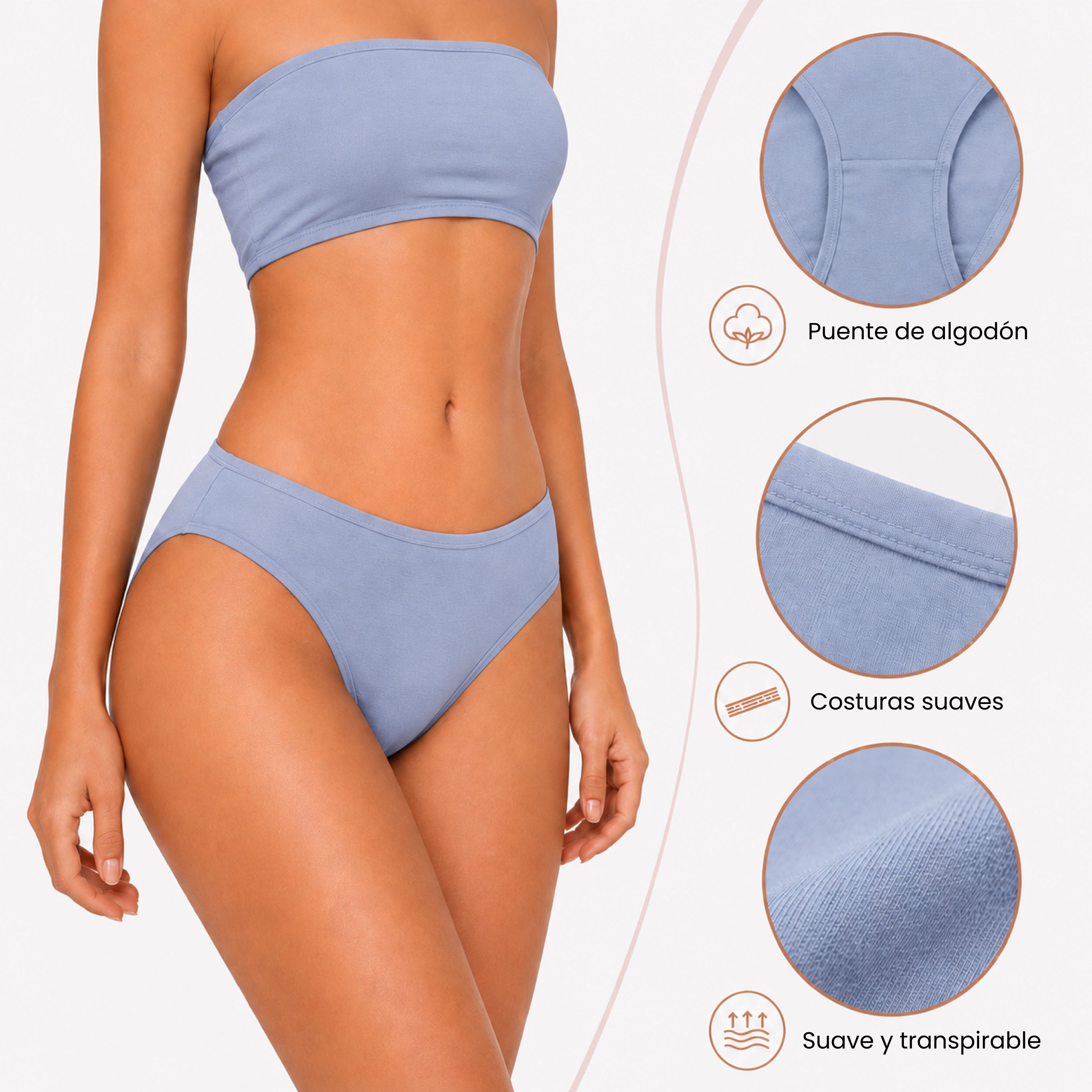 Bikinis mujer BODYcontrol algodón pack 6, multicolor 6 colores, vista 3
