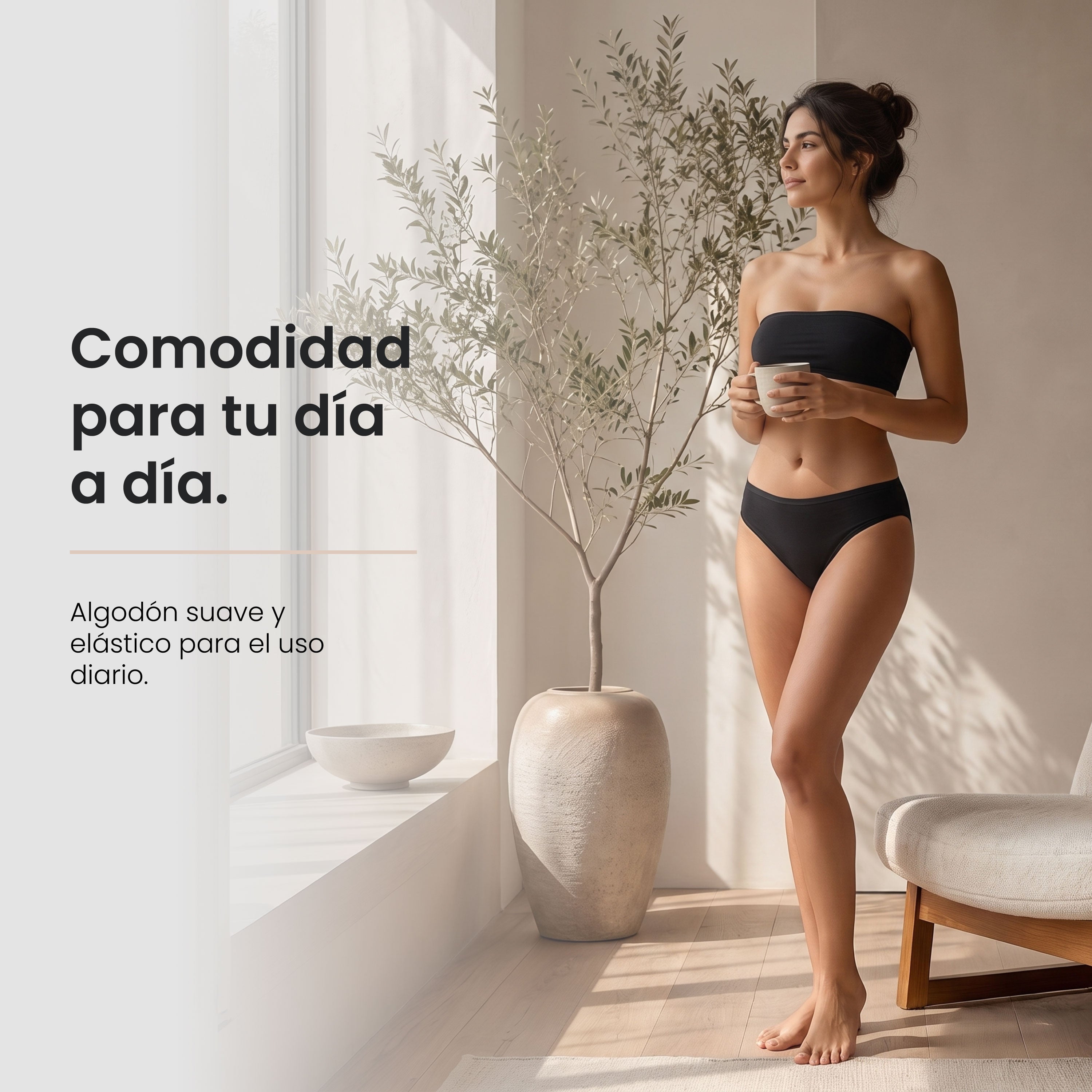 Bikinis mujer BODYcontrol algodón pack 7, negro, vista 6