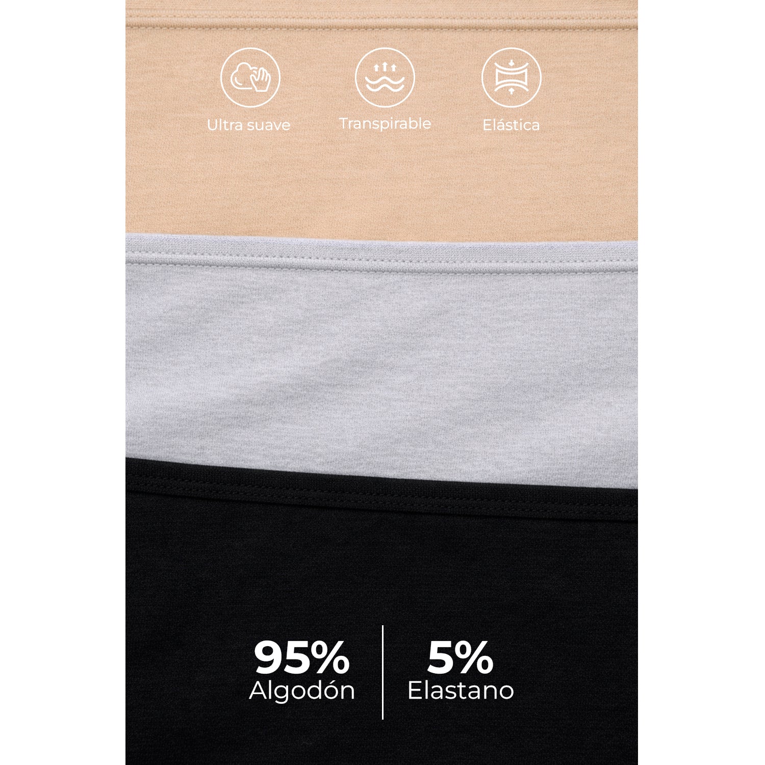 Boxers mujer BODYcontrol algodón pack 4, nude gris avellana negro, vista 6