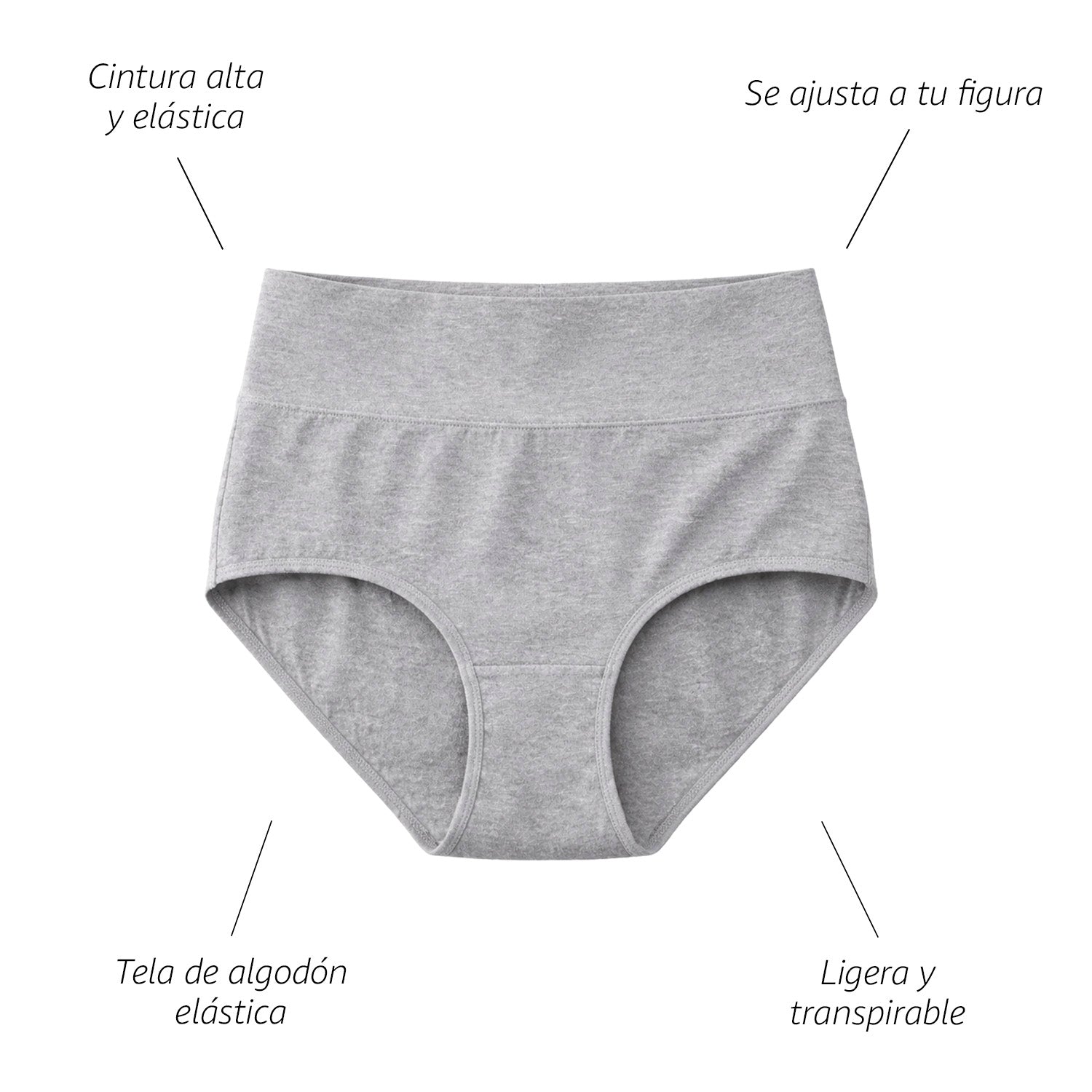 Hipsters cintura alta mujer BODYcontrol algodón pack 5, nude gris marino azul negro, vista 7