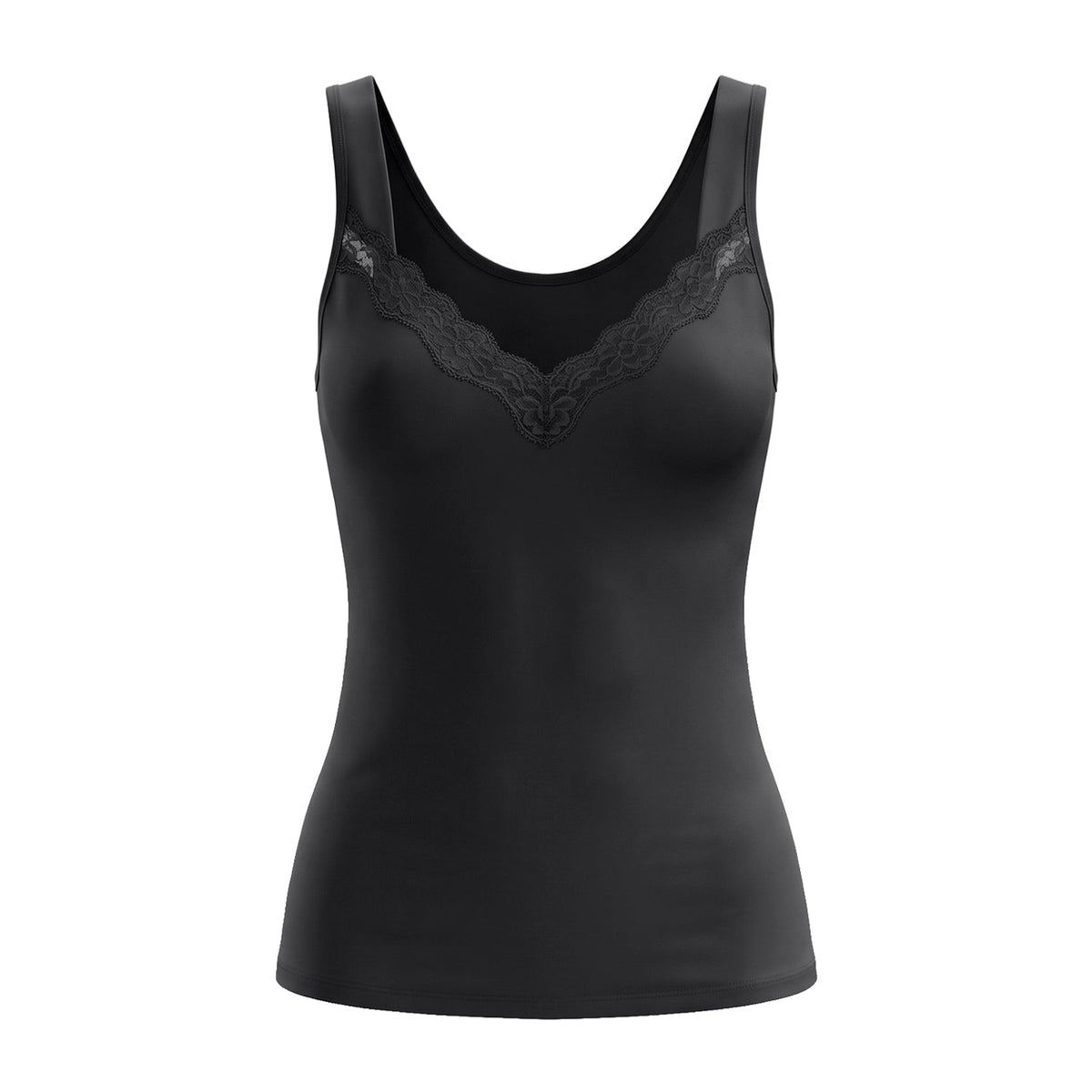 Camiseta moldeadora de control ligero con encaje, negro, foto de producto, vista 5