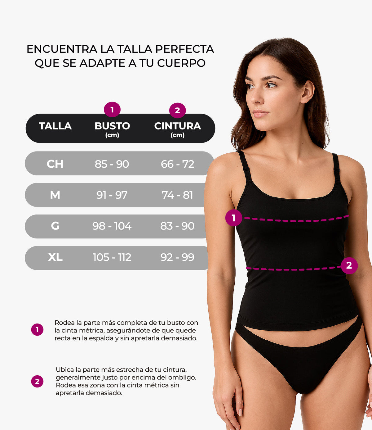 Camiseta moldeadora de control ligero con encaje, negro, guía de tallas, vista 6