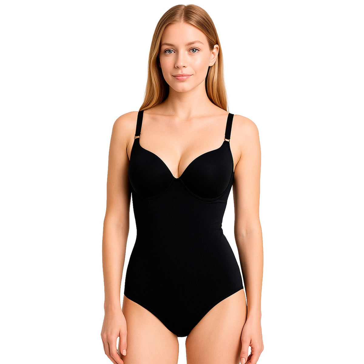 Bodysuit moldeador con copas y varillas, negro, vista 2