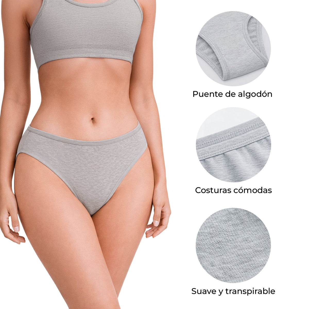 Bikini de algodón paquete de 7, multicolor, infografía, vista 5