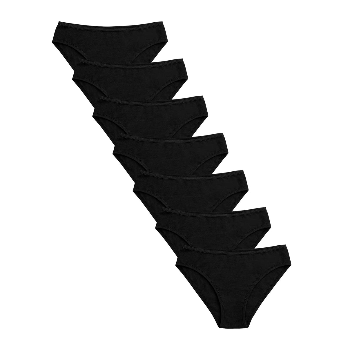 Bikini de algodón paquete de 7, negro, foto del paquete, vista 7