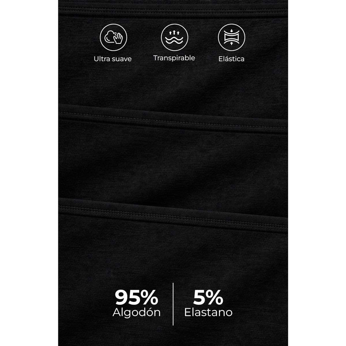 Bikini de algodón paquete de 7, negro, infografía, vista 6