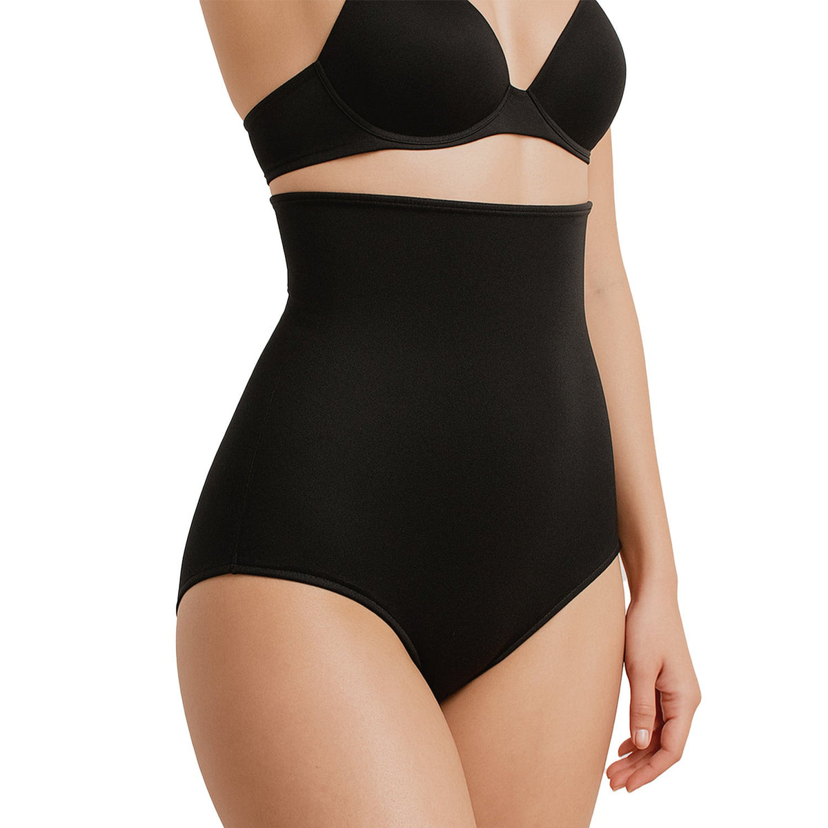 Panty moldeadora de tiro alto con doble panel, negro