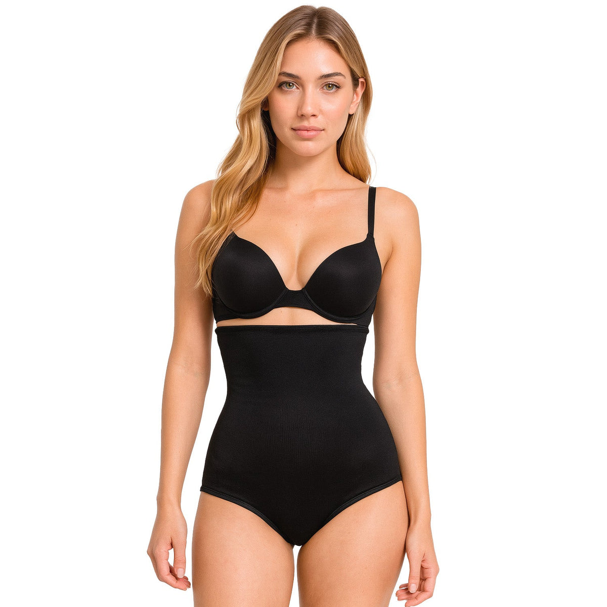 Panty moldeadora de tiro alto con doble panel, negro, vista 2