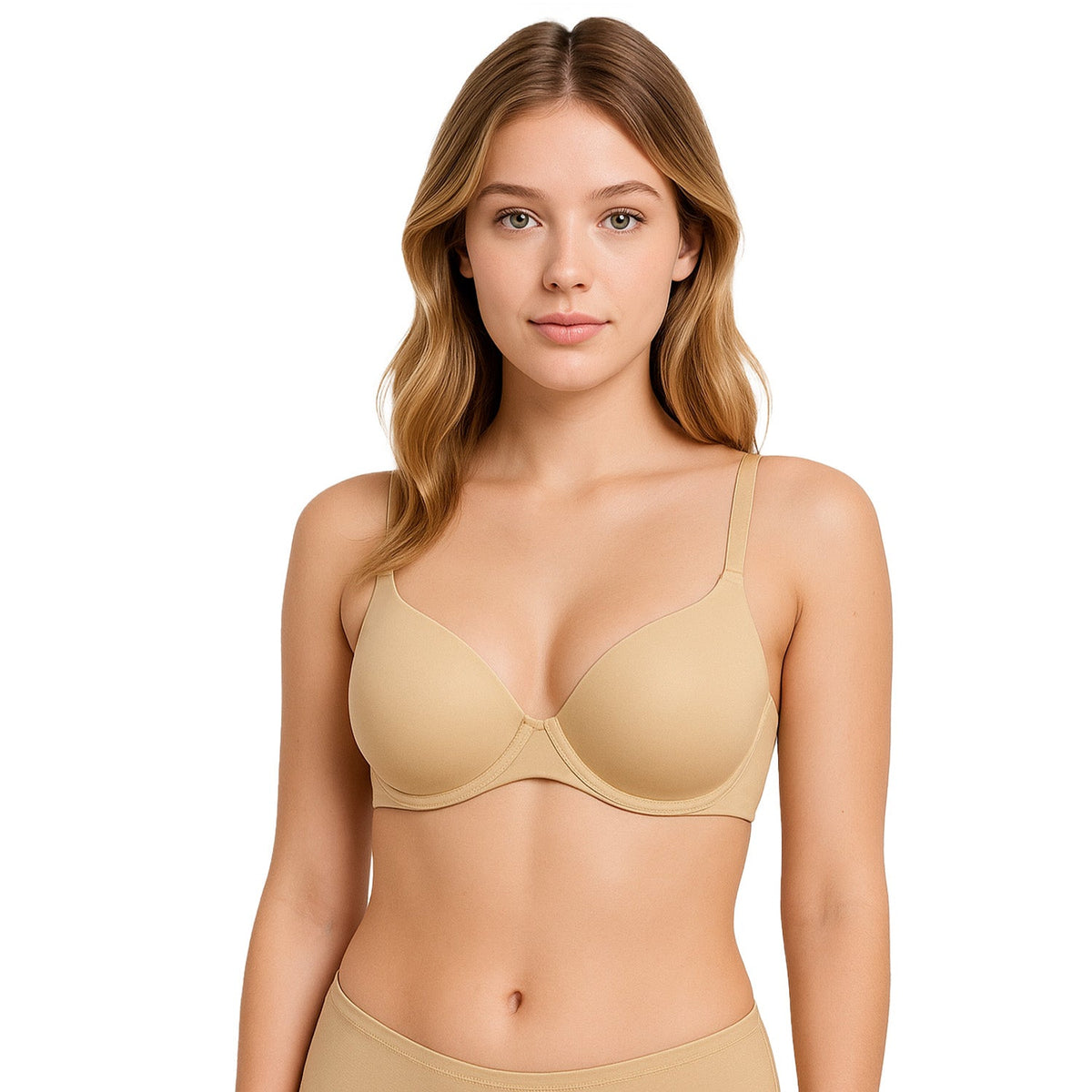 Bra con realce y cobertura en sisa y espalda, moka