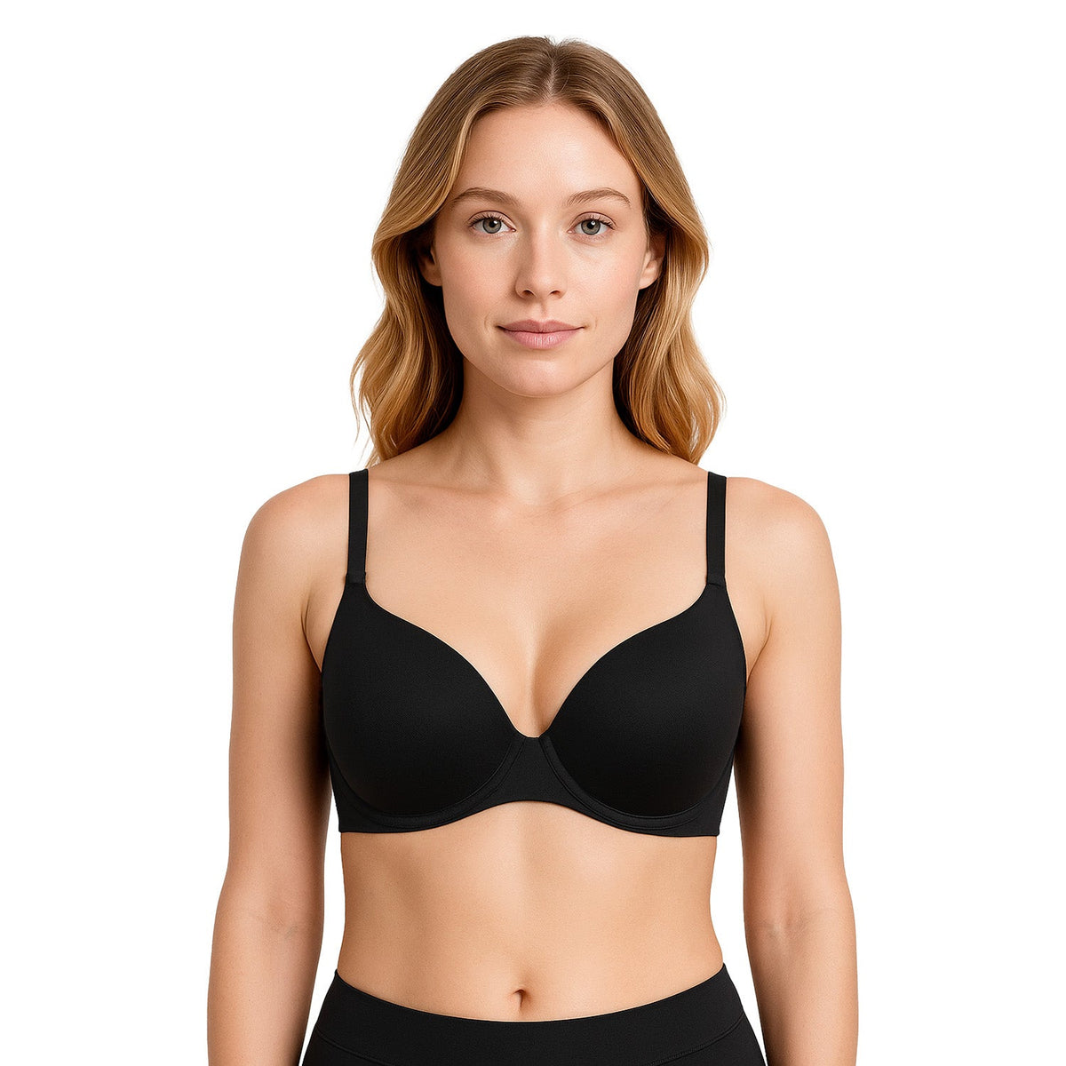 Bra con realce y cobertura en sisa y espalda, negro