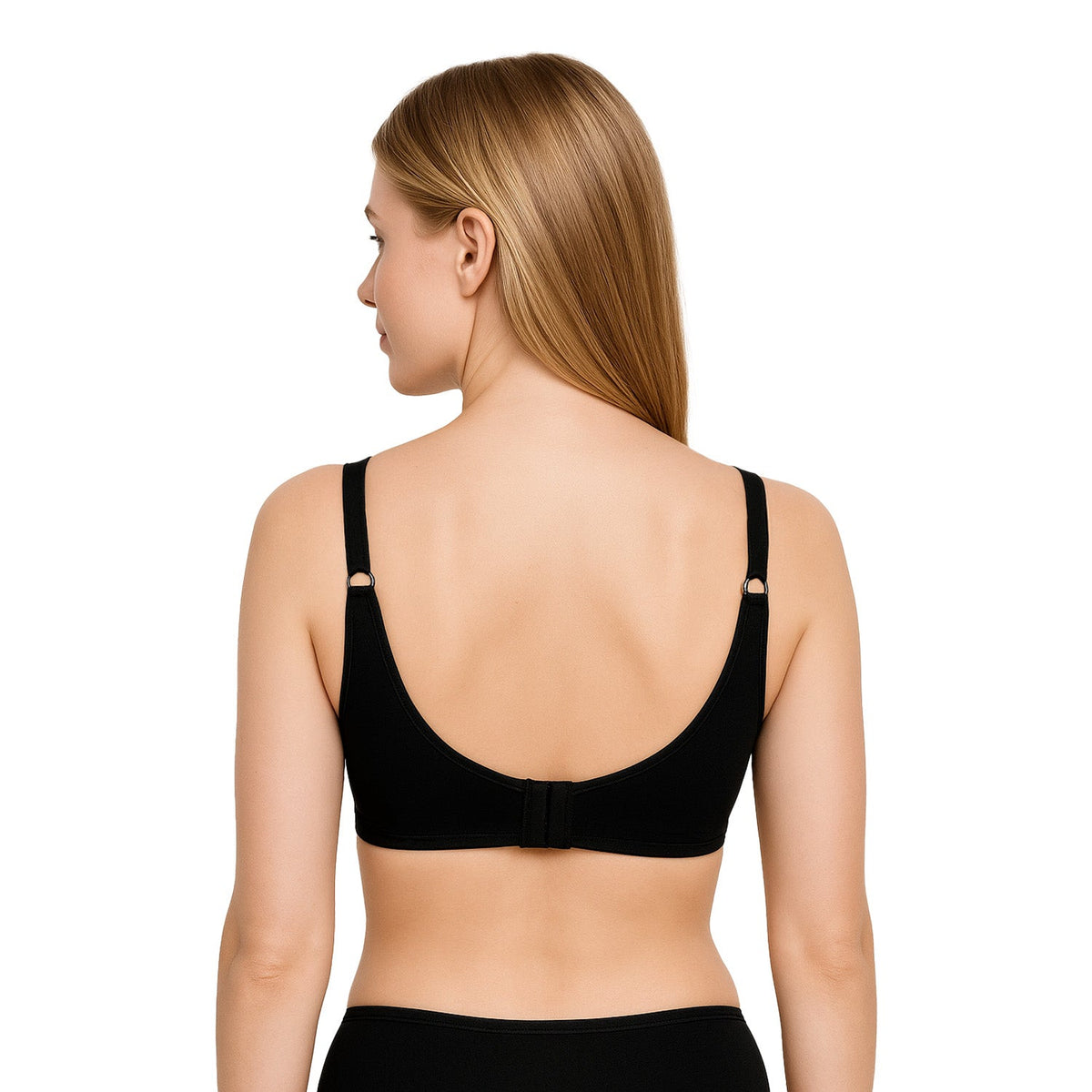 Bra con realce y cobertura en sisa y espalda, negro, vista 5