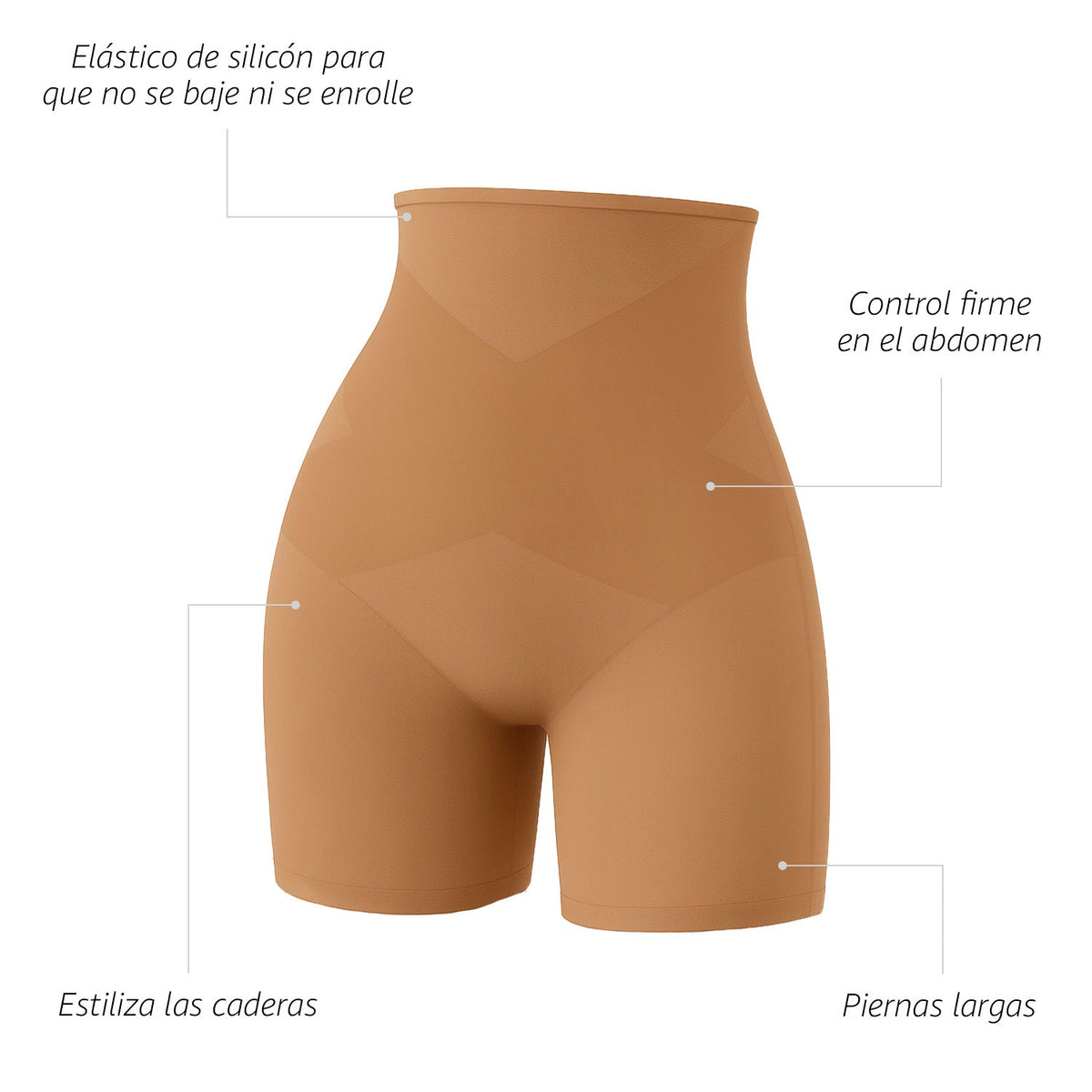 Blumer moldeador de tiro alto con refuerzo frontal, toasted nut, infografía, vista 5